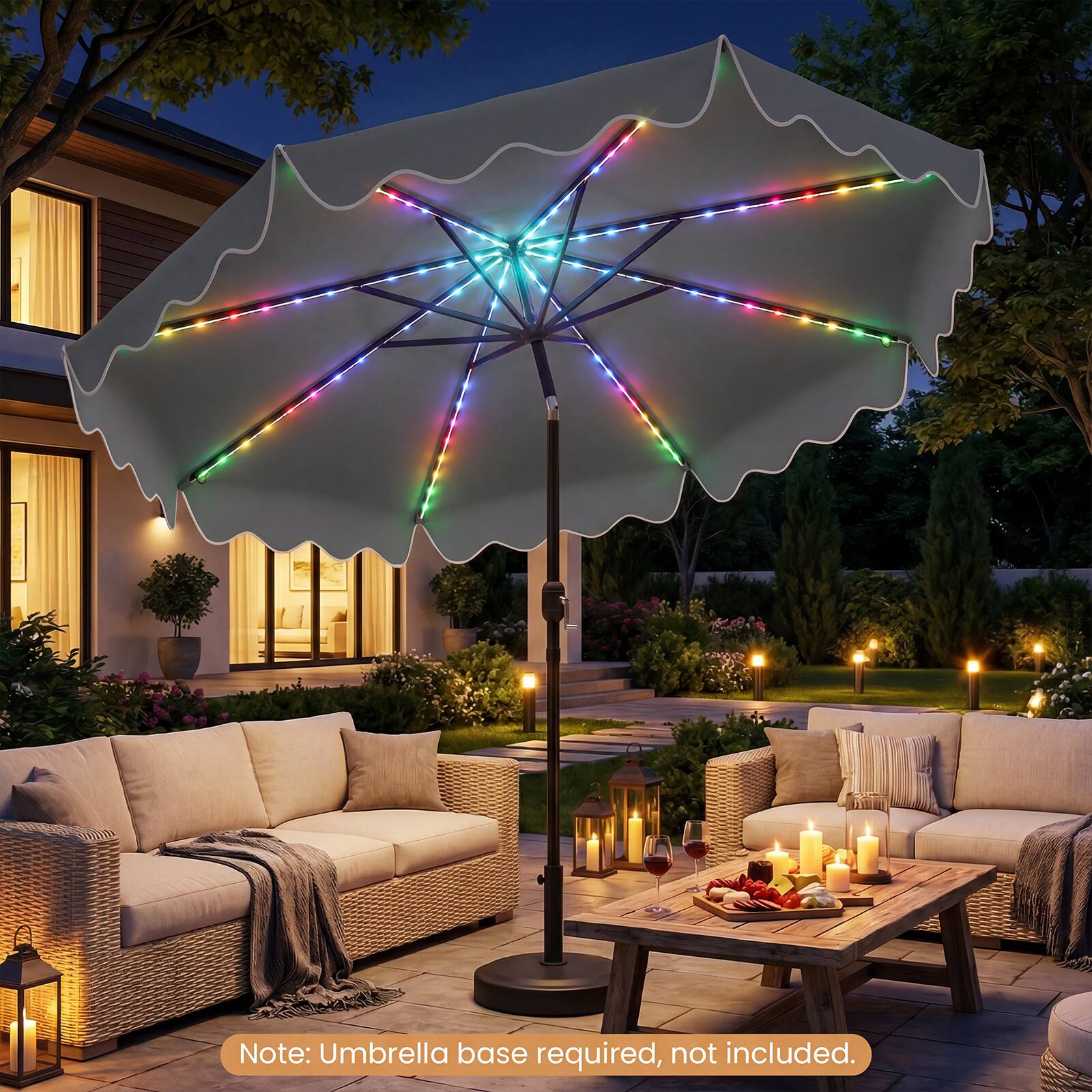 Note: Umbrella base required, not included.