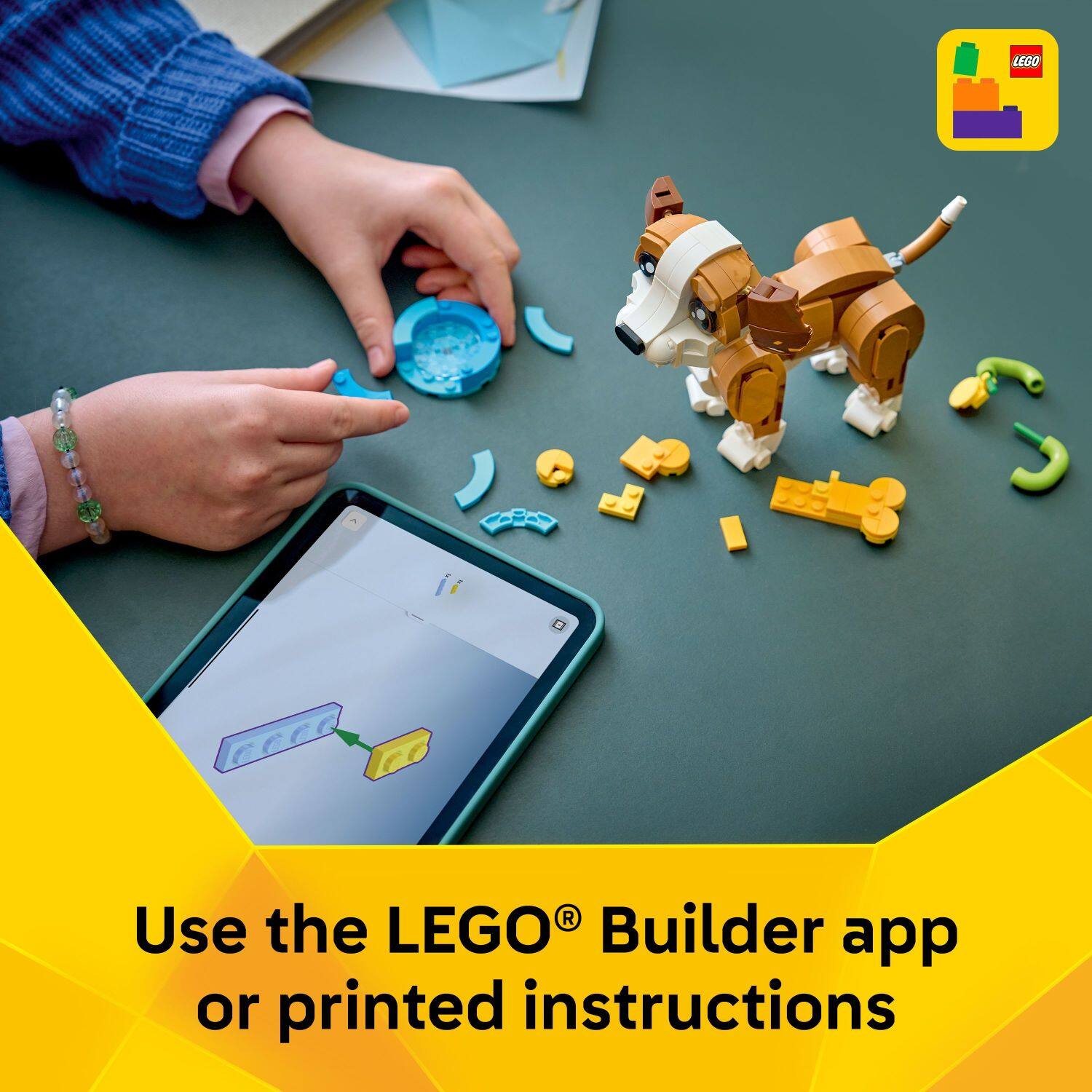 Use the LEGO® Builder app or printed instructions