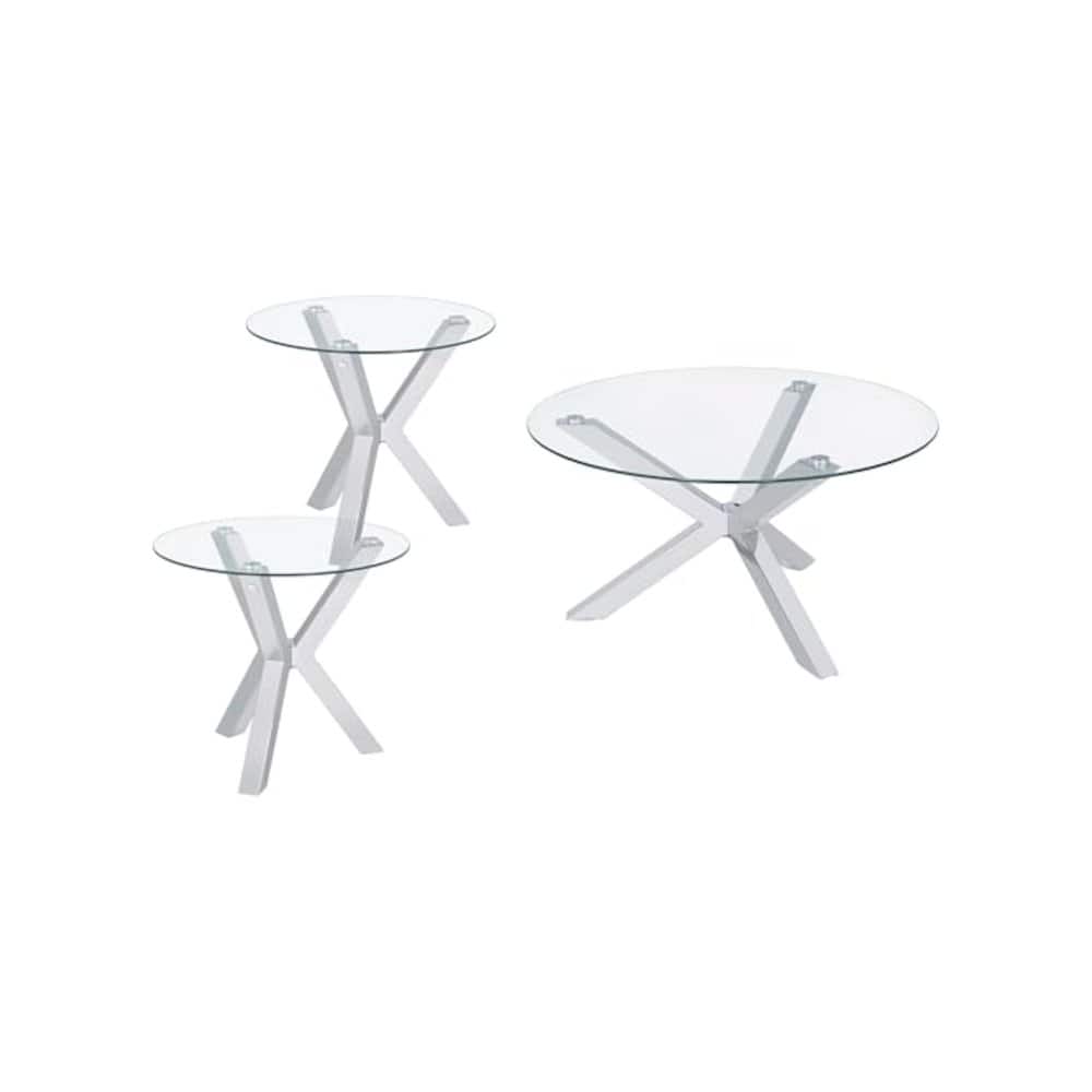 Coaster Co. of America - Kenzie 3-piece Round Coffee and End Table Set - Chrome