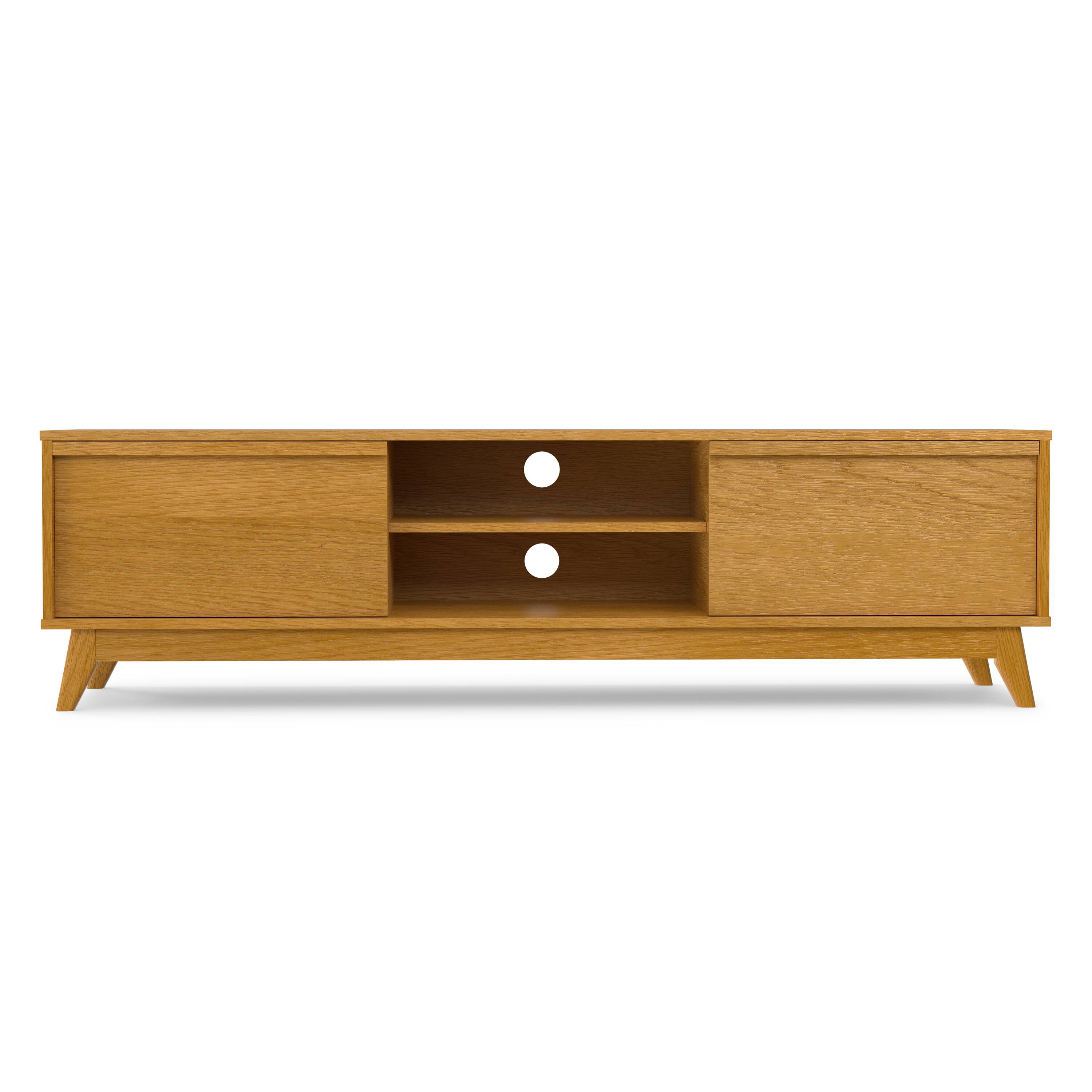 Back. Simpli Home - Simpli Home Lennon Mid Century Modern TV Media Stand - Oak Veneer.