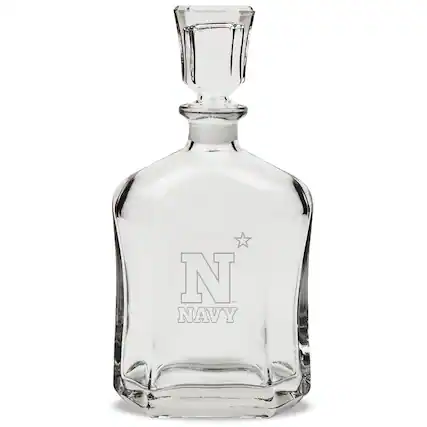 Front. Jardine - Navy Midshipmen 23.75oz. Crystal Whiskey Decanter - Multicolor.