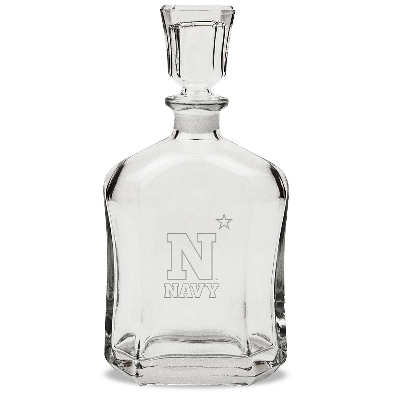Front. Jardine - Navy Midshipmen 23.75oz. Crystal Whiskey Decanter - Multicolor.