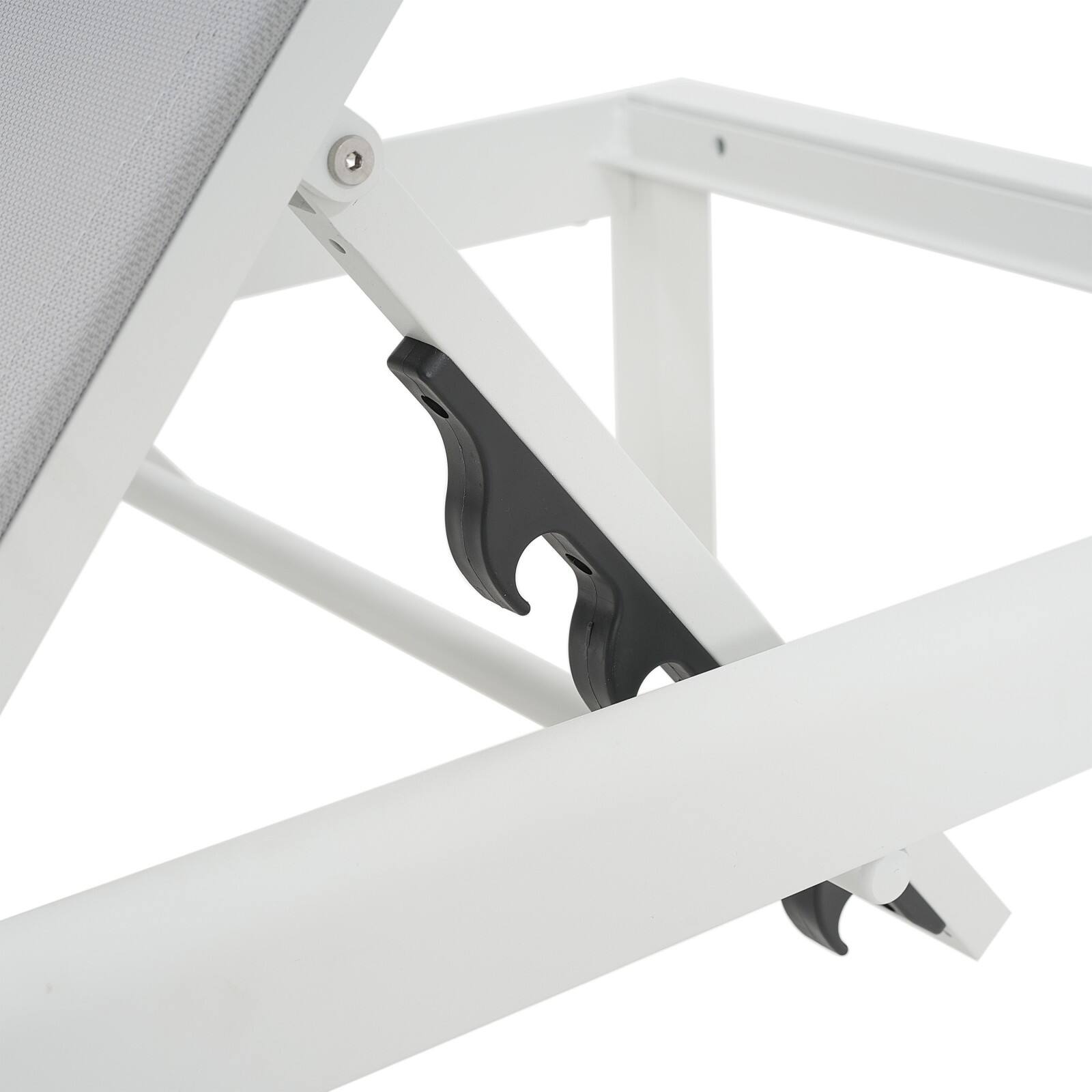 Alt View 5. Ecooso - Set of 2 Adjustable Aluminum Chaise Lounges，Breathable Mesh, 5 Recline Positions, Wheels for Easy Mobility - Gray,White.