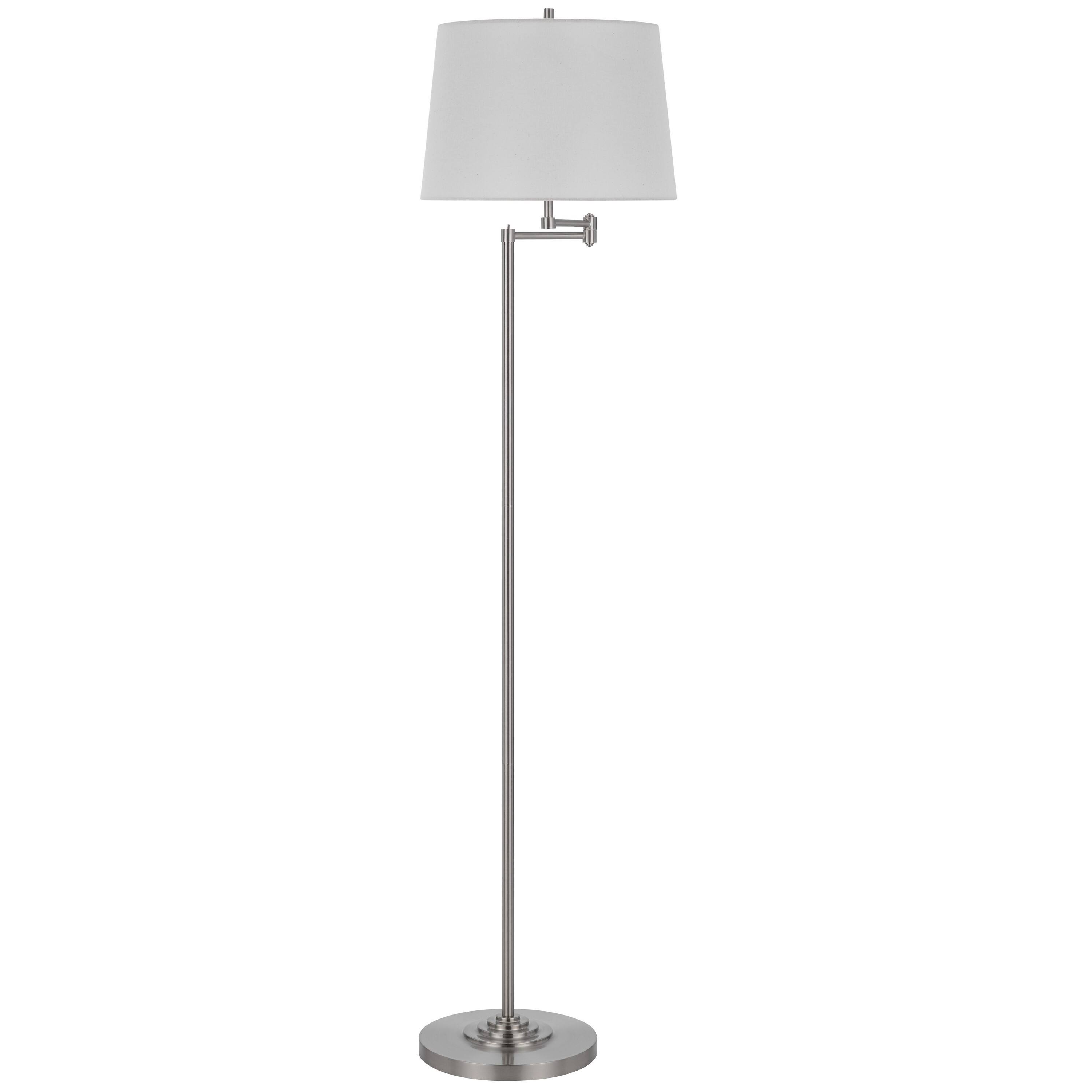 Front. Manhattan Lane - Tomi 63 Inch Floor Lamp, Double Swing Arm, Brushed Steel, Shade.