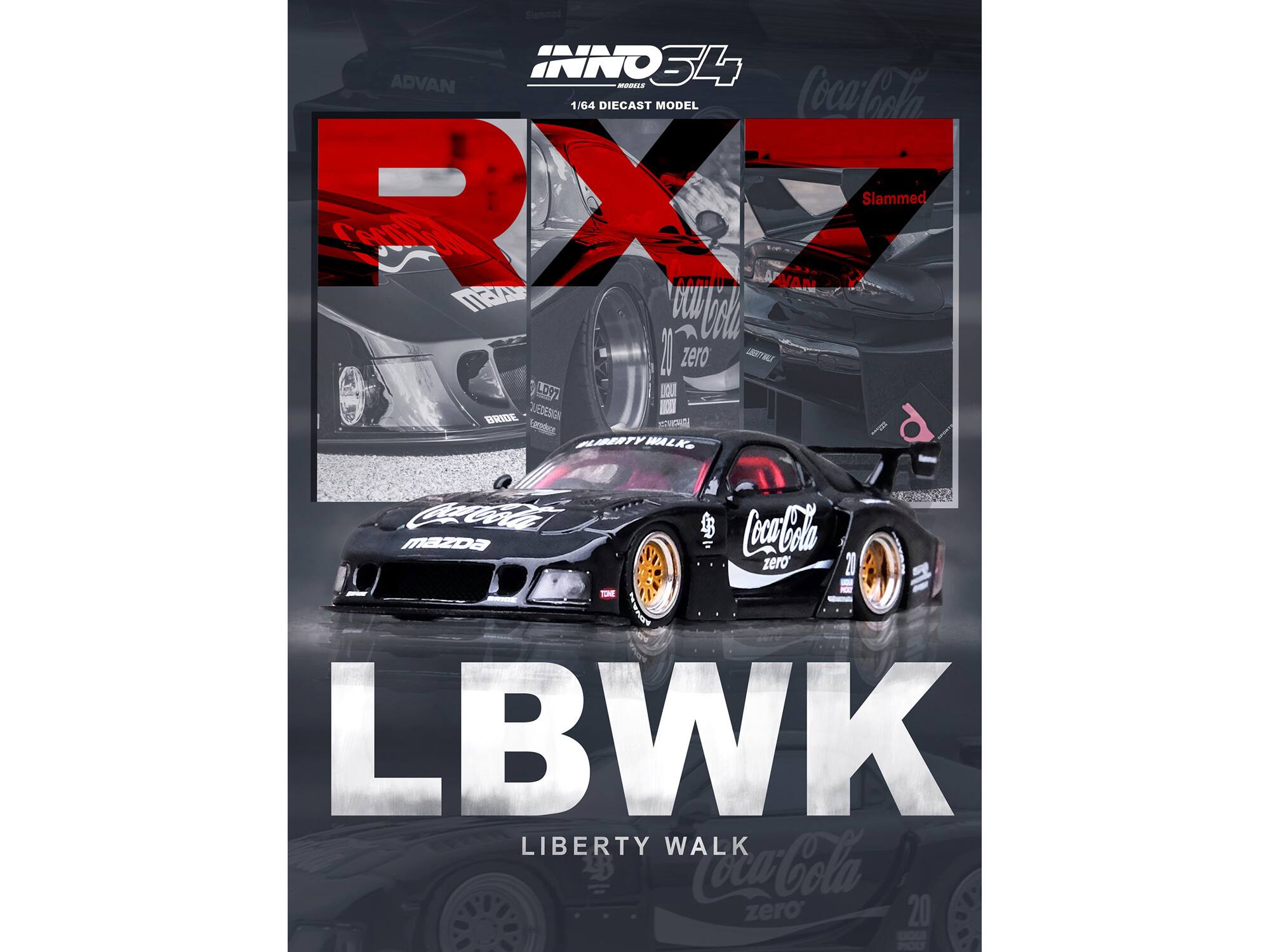 INNO34  
1/64 DIECAST MODEL  

Coca-Cola  
zero  

Slammed  

LBWK  
LIBERTY WALK  

Coca-Cola  
zero  

Mazda  
20  

LIBERTY WALK  

Coca-Cola  
zero  

20