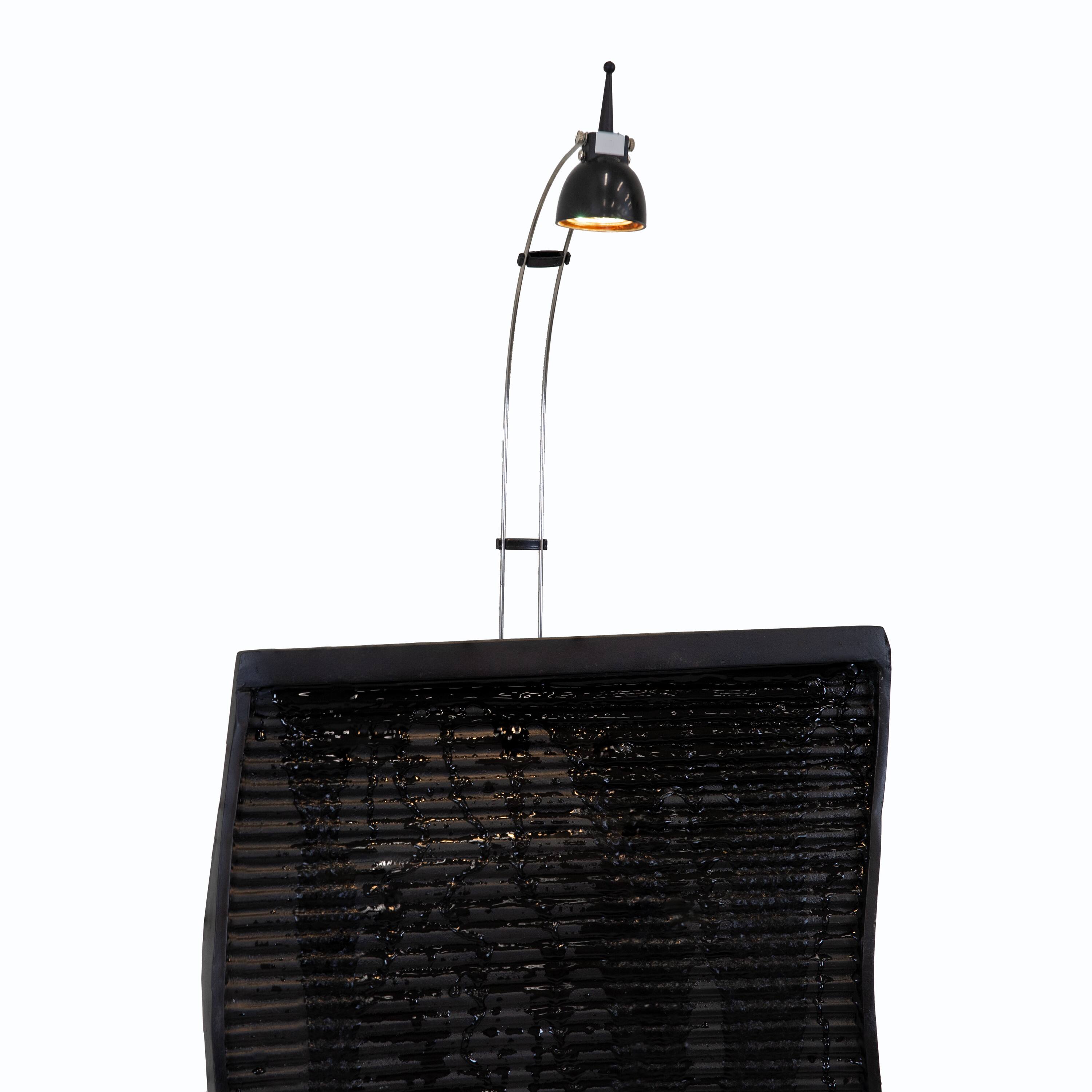 Alt View 4. Sunnydaze - Curved Ridge Indoor Waterfall Fountain with Spotlight - 56" - Black.