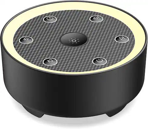 Front. FINEAK - Sound Machine with Dimmable Night Light - Black.