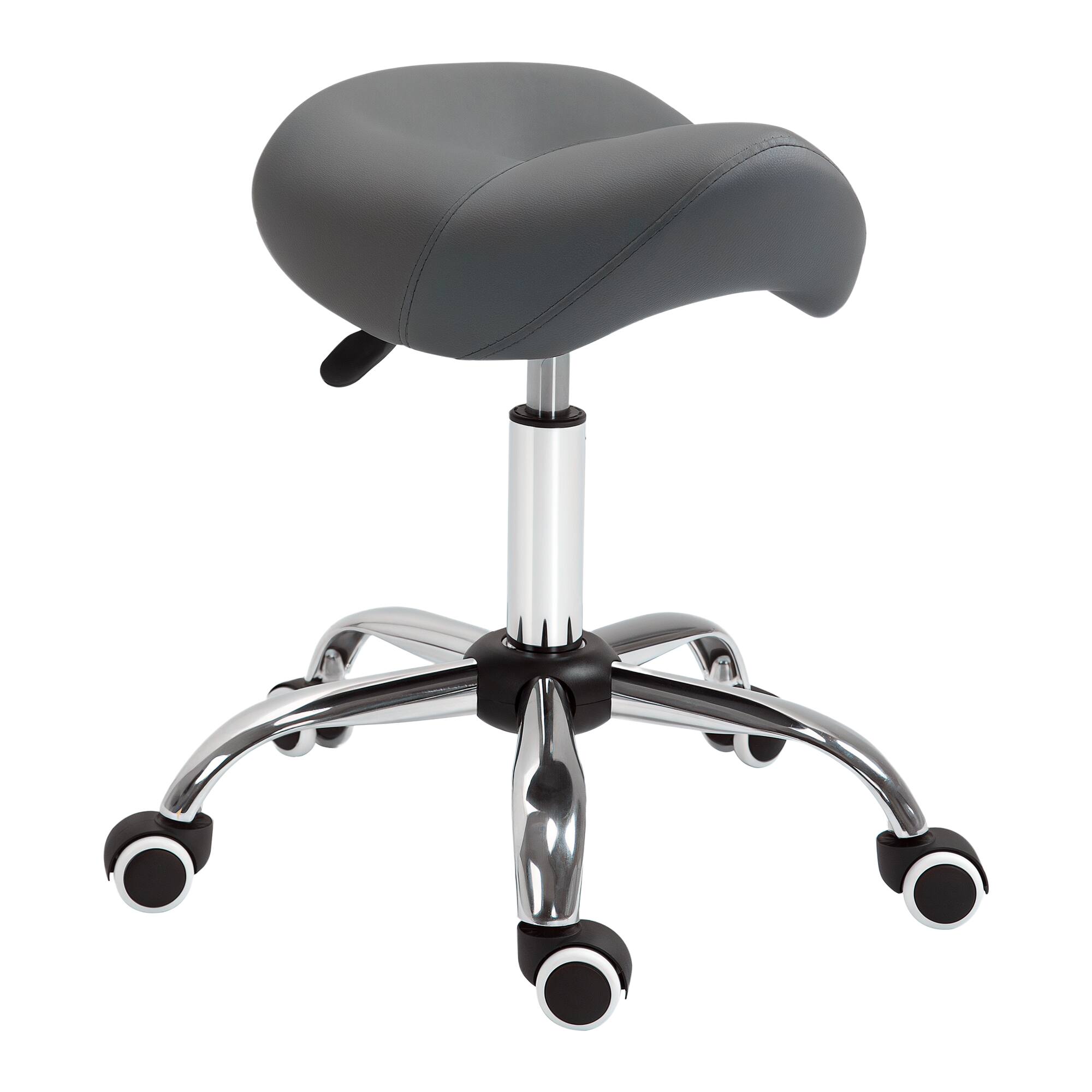 Front. Homcom - Ergonomic Rolling Saddle Stool PU Leather Hydraulic Spa Stool Height Adjustable Swivel Drafting Medical Salon Chair - Grey.