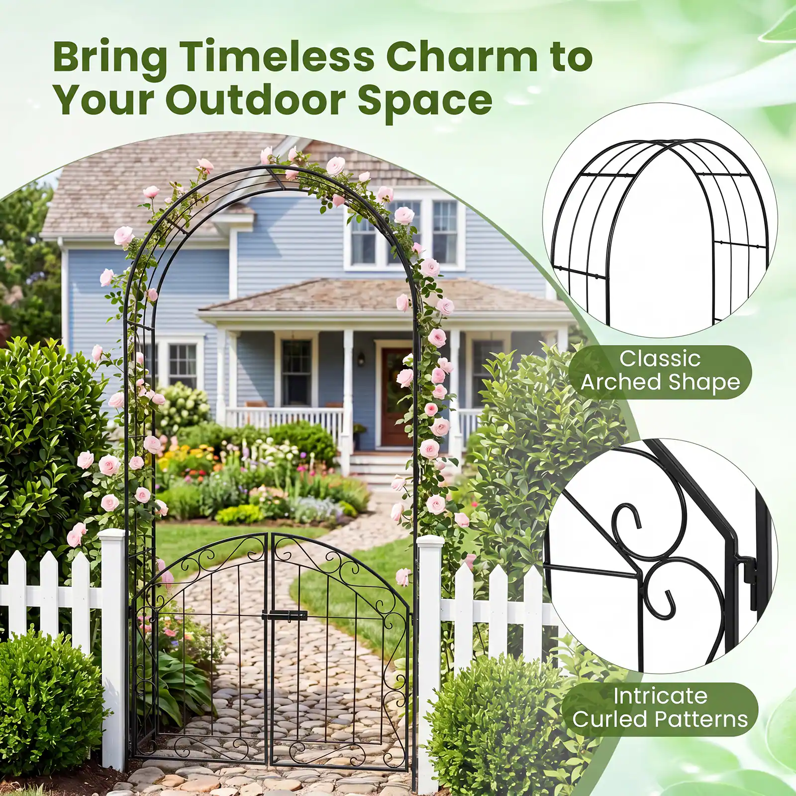 Bring Timeless Charm to Your Outdoor Space

Classic Arched Shape

Intricate Curled Patterns