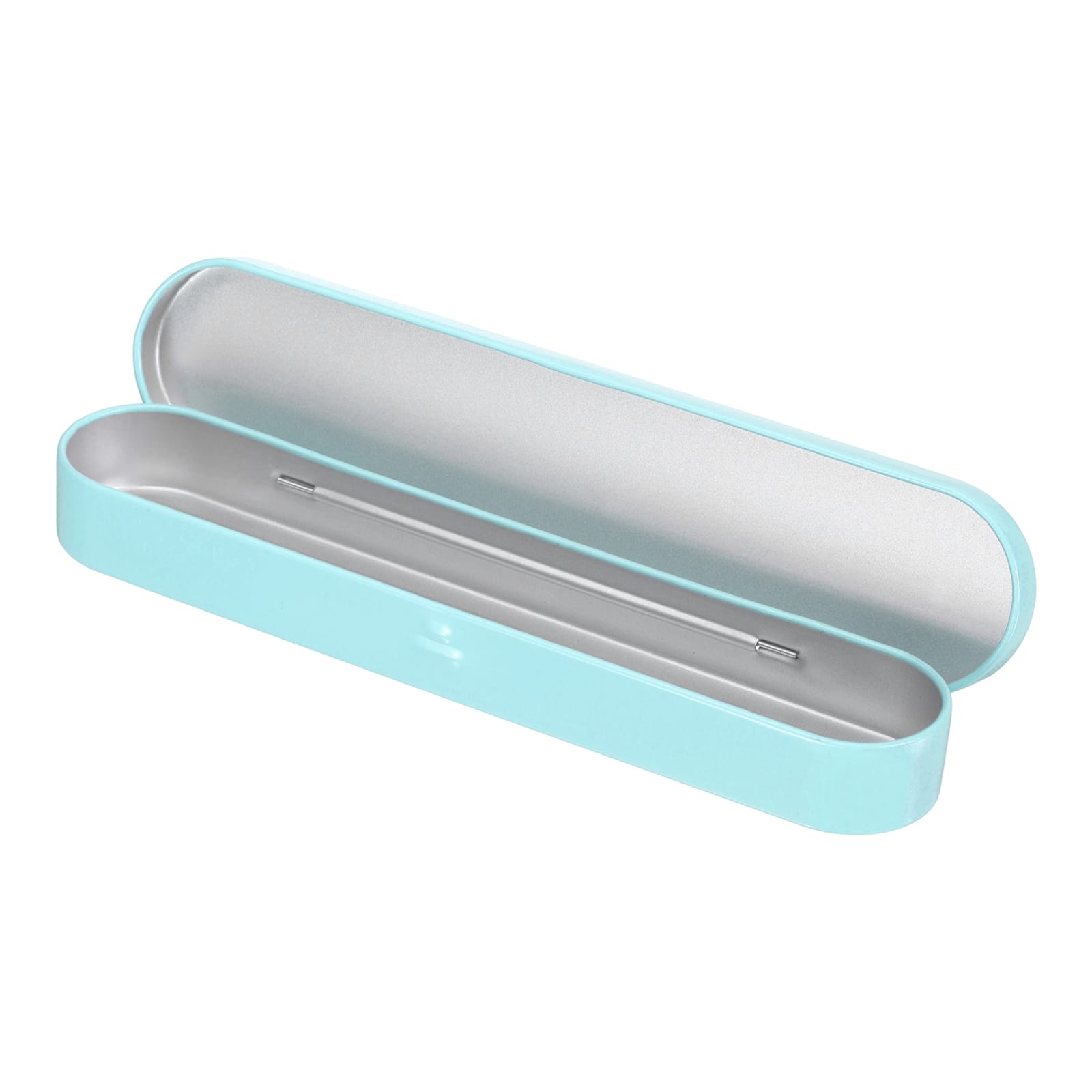 Unique Bargains - Metal Tin Box Container, 7x1.5x0.8 Inch Rectangular Hinged Lid Box, Mini Portable Storage for Drawing Pins & Pencil - Blue