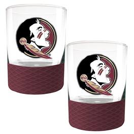 Great American Products - Florida State Seminoles 2-Pack 14oz. Rocks Glass Set with Silcone Grip - Garnet