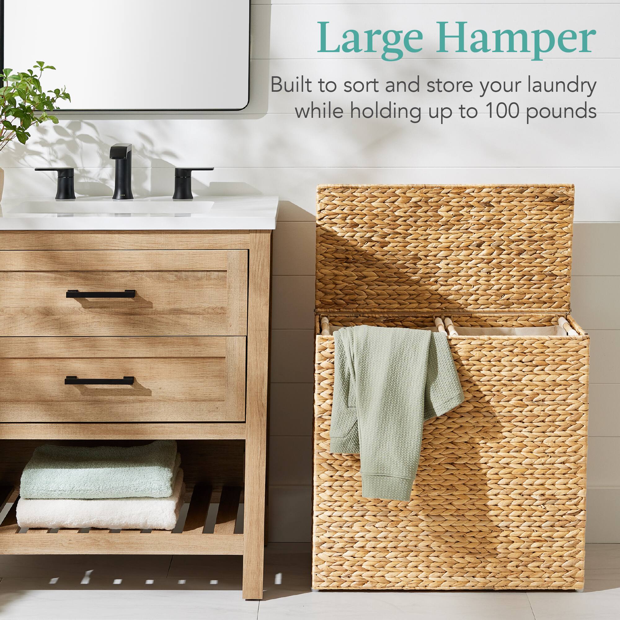 Large Hamper

Built to sort and store your laundry while holding up to 100 pounds