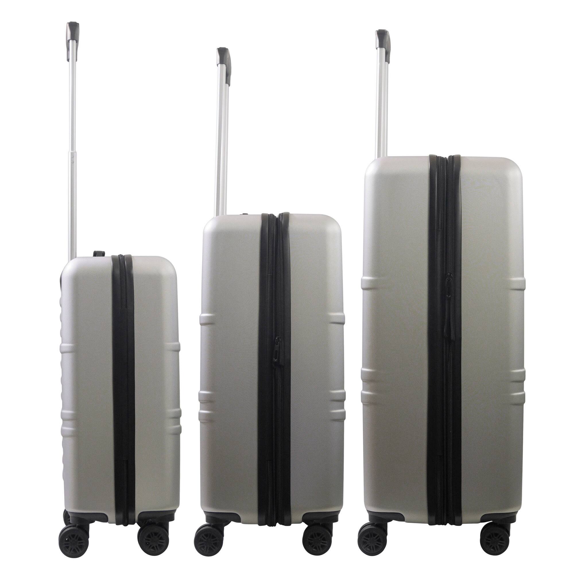 Left. American Dreamliner - 3-Piece Hardside Luggage Set – 22.5", 26.5", 30" - SILVER GREY.