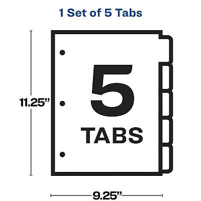1 Set of 5 Tabs  
5 Tabs  
11.25" x 9.25"