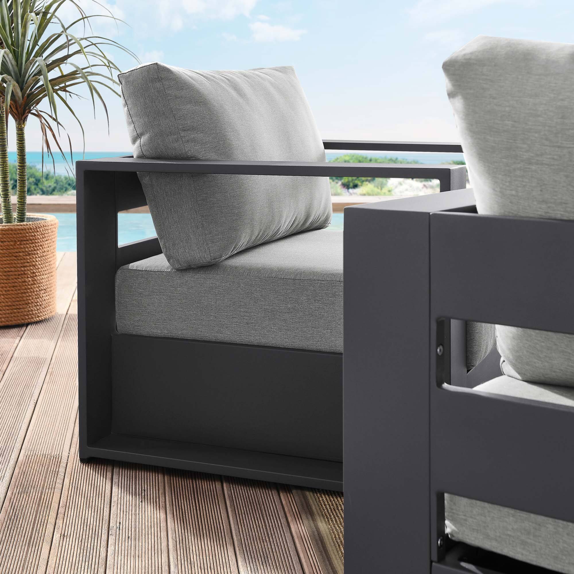 Alt View 1. Modway - Tahoe 2-Piece Outdoor Patio Powder-Coated Aluminum Armchair Set by Modway - Gray Gray.