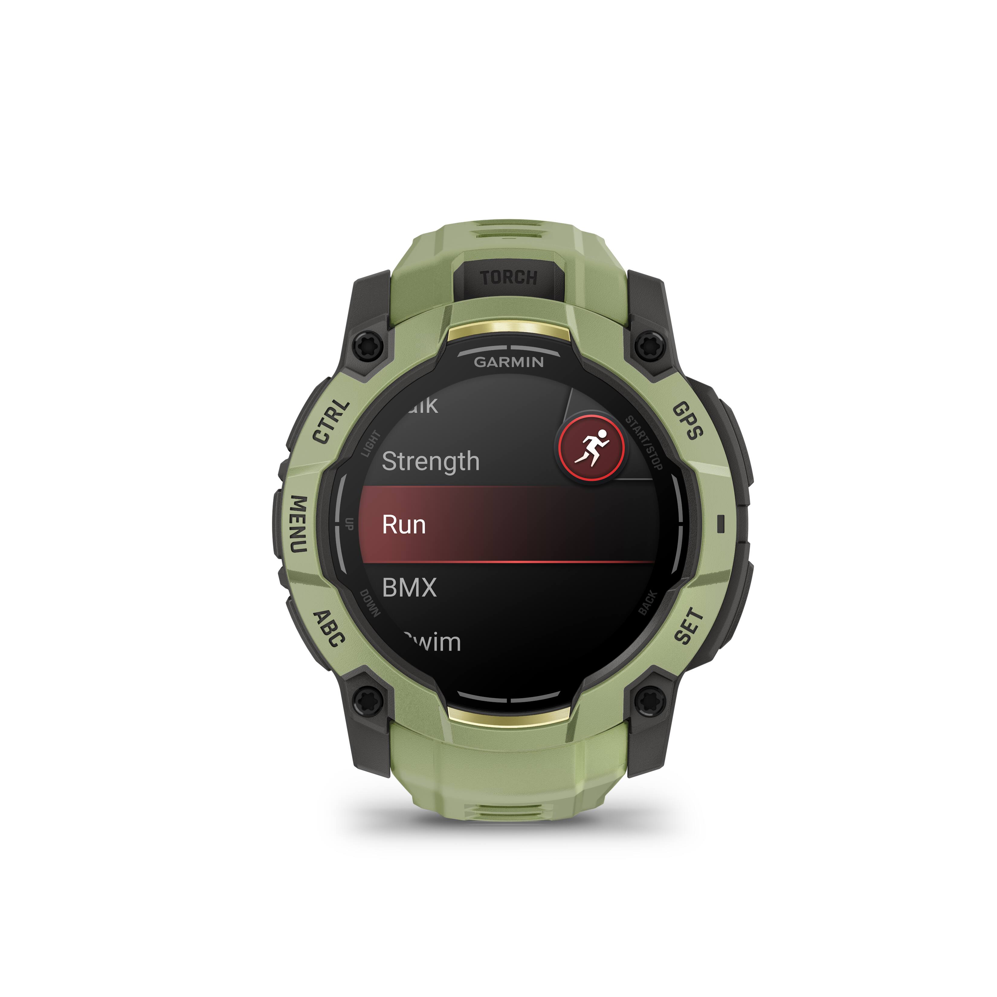 TORCH  
GARMIN  
CTRL  
LIGHT  
GPS  
MENU  
SET  

Strength  
Run  
BMX  
wim  
ABC