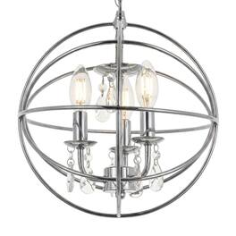 Living District - Wallace 3 light Chrome Pendant - Chrome And Clear