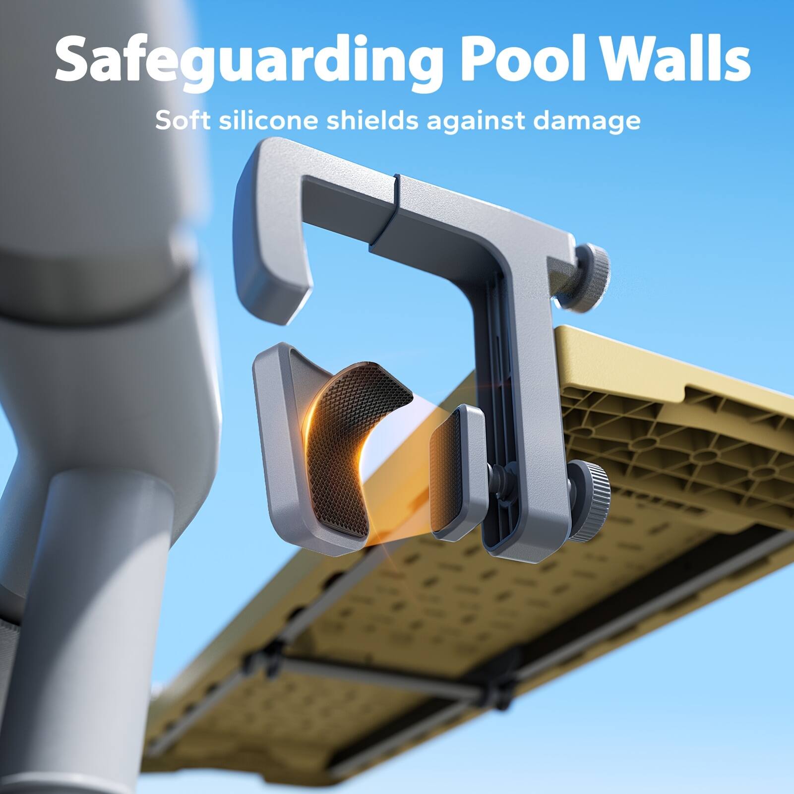 Safeguarding Pool Walls  
Soft silicone shields against damage