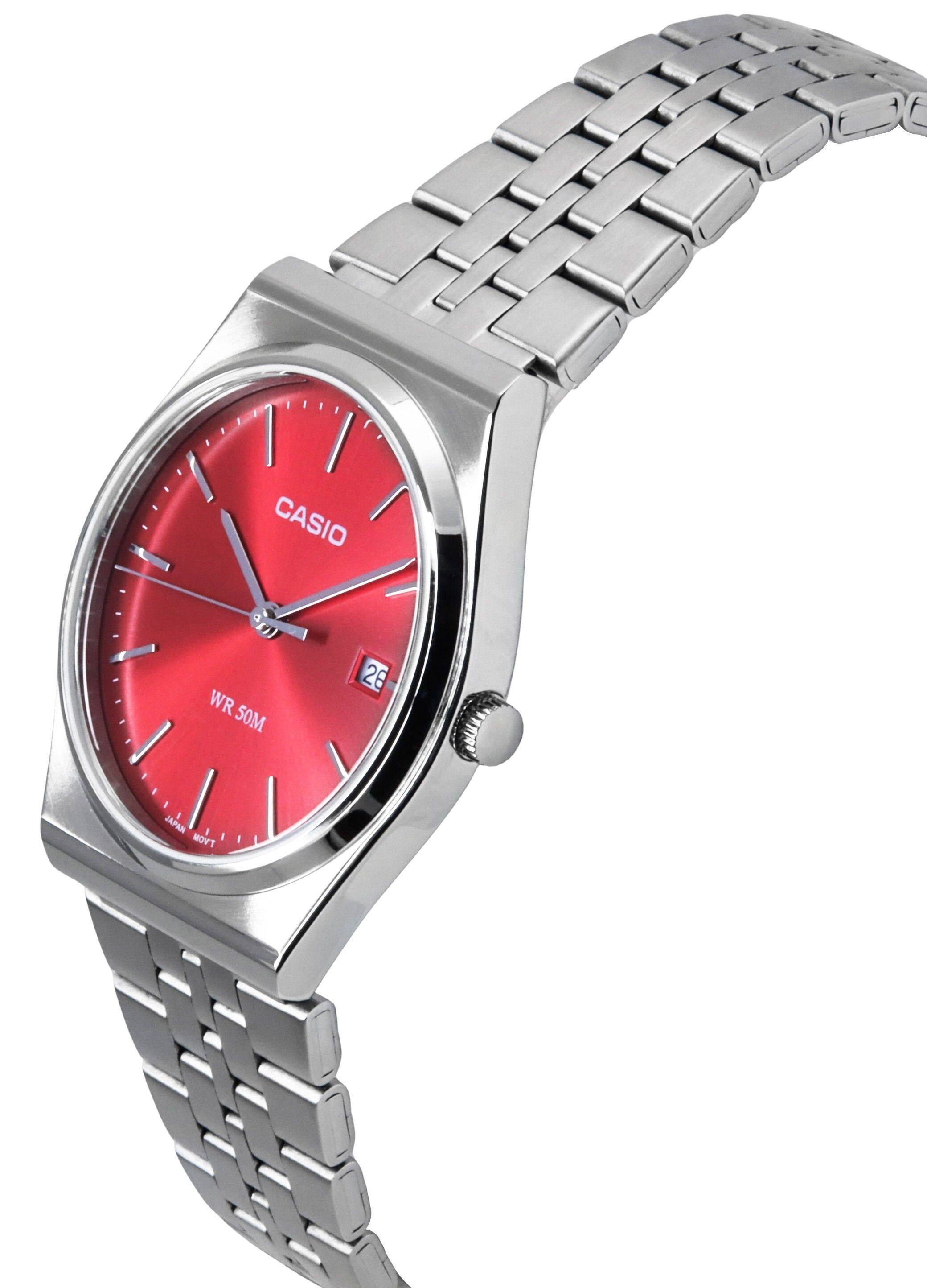 Casio Standard Analog Quartz MTP B145D 4A2V Stainless Steel Red