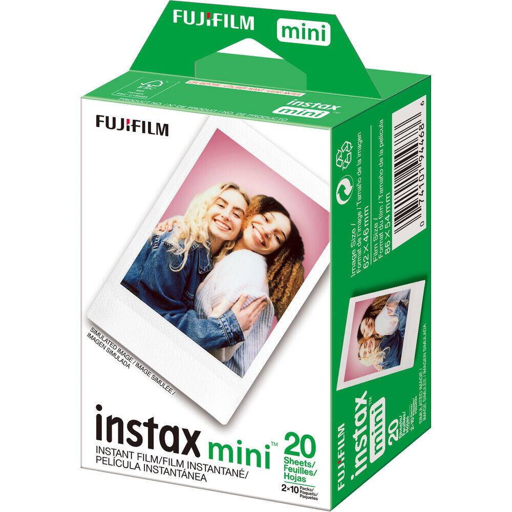 FUJIFILM mini  
instax mini 20  
INSTANT FILM/FILM INSTANTANÉE/PELÍCULA INSTANTÁNEA  
20 Sheets/Feuilles/Hojas/2x10 Packets/Paquetes  
62x46mm  
86x54mm  
Formato de imagen: 62x46mm  
Formato de película: 86x54mm  
Simulated Image/Simulée Image/Imagen Simulada  
Tamaño de la película: 86x54mm  
Tamaño de la imagen: 62x46mm  
Produit No. de Produit: 94468  
Product No.: 94468  
0741019144688
