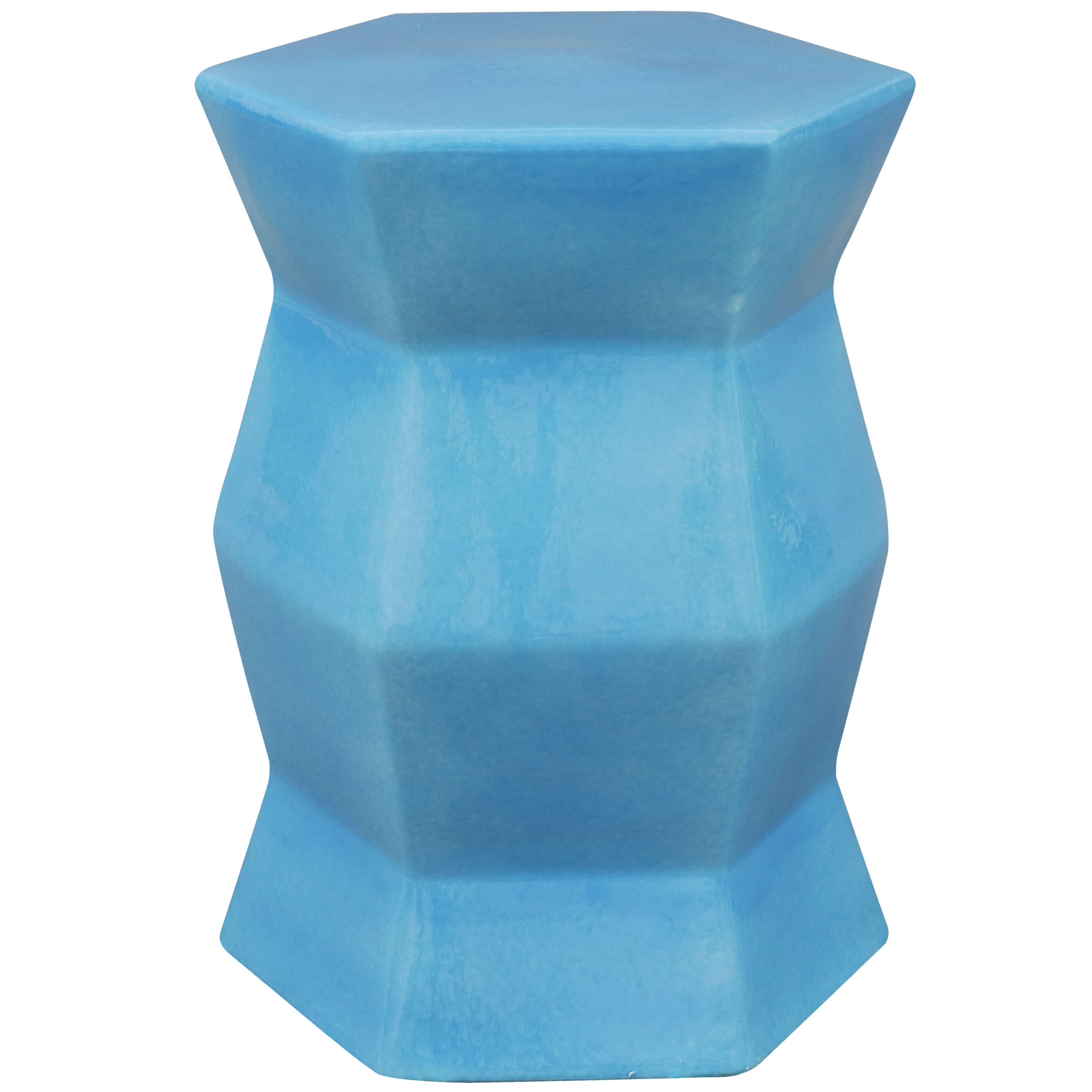 Sunnydaze - 17.25 in Moderno Geometric Glaze Ceramic Garden Stool - Moonstone