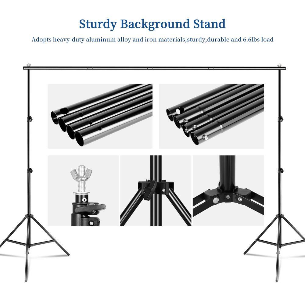 Sturdy Background Stand

Adopts heavy-duty aluminum alloy and iron materials, sturdy, durable and 6.6lbs load