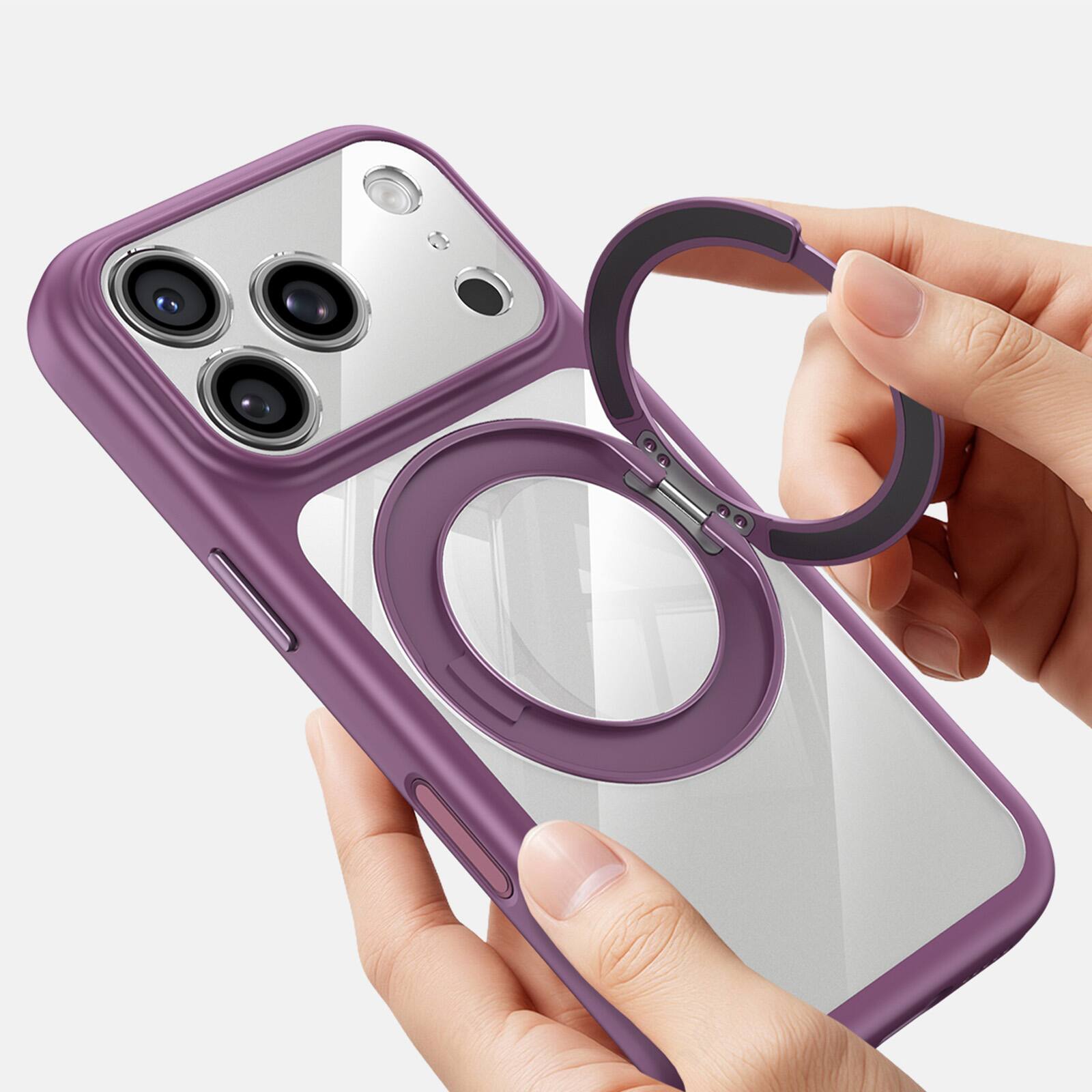 Alt View 1. Dteck - Magnetic Clear Case for Apple iPhone 18 Pro Max,Slim Rugged Non-Slip Protective Back Cover with 360 Rotating Kickstand - Gray.