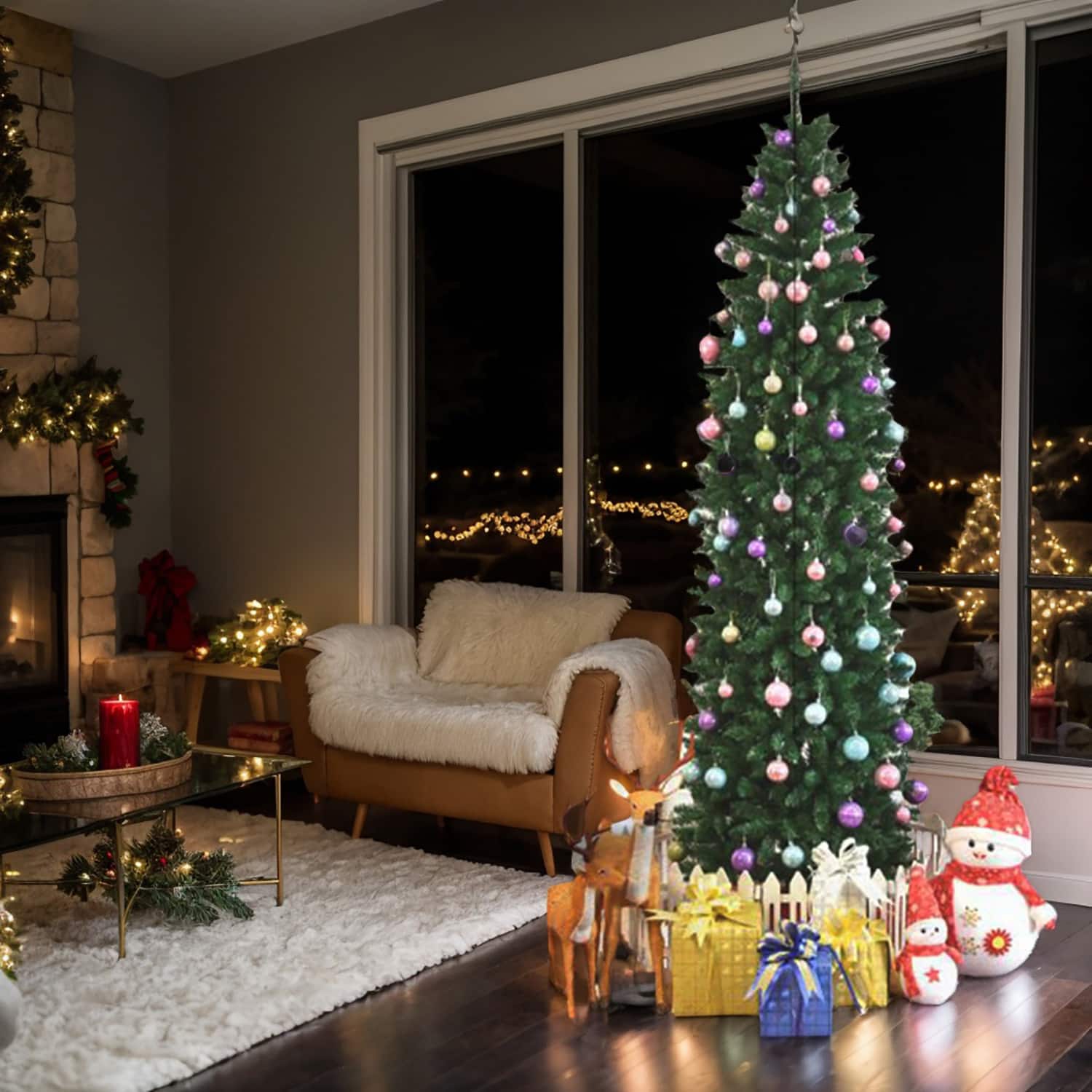 Resenkos - 7.5ft Pointed PVC Pen Holder Christmas Tree - Green