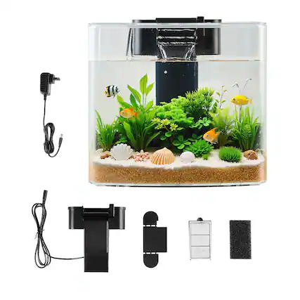 Front. HOMLUX - 3.5 Gallon Fish Tank Aquarium Smart Arch Clear GPPS 3 Color Self Cleaning - Black.