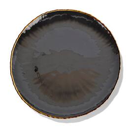 American Atelier - Centro Black Glass Charger Plate with 13"D - Gold