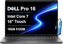IST Computers - Upgraded - Dell Pro 16 16'' FHD+ Touchscreen Laptop - PC16250 - Intel Core 7 150U - 16GB RAM - 512GB SSD - Backlit - Win11Pro - Magnetite