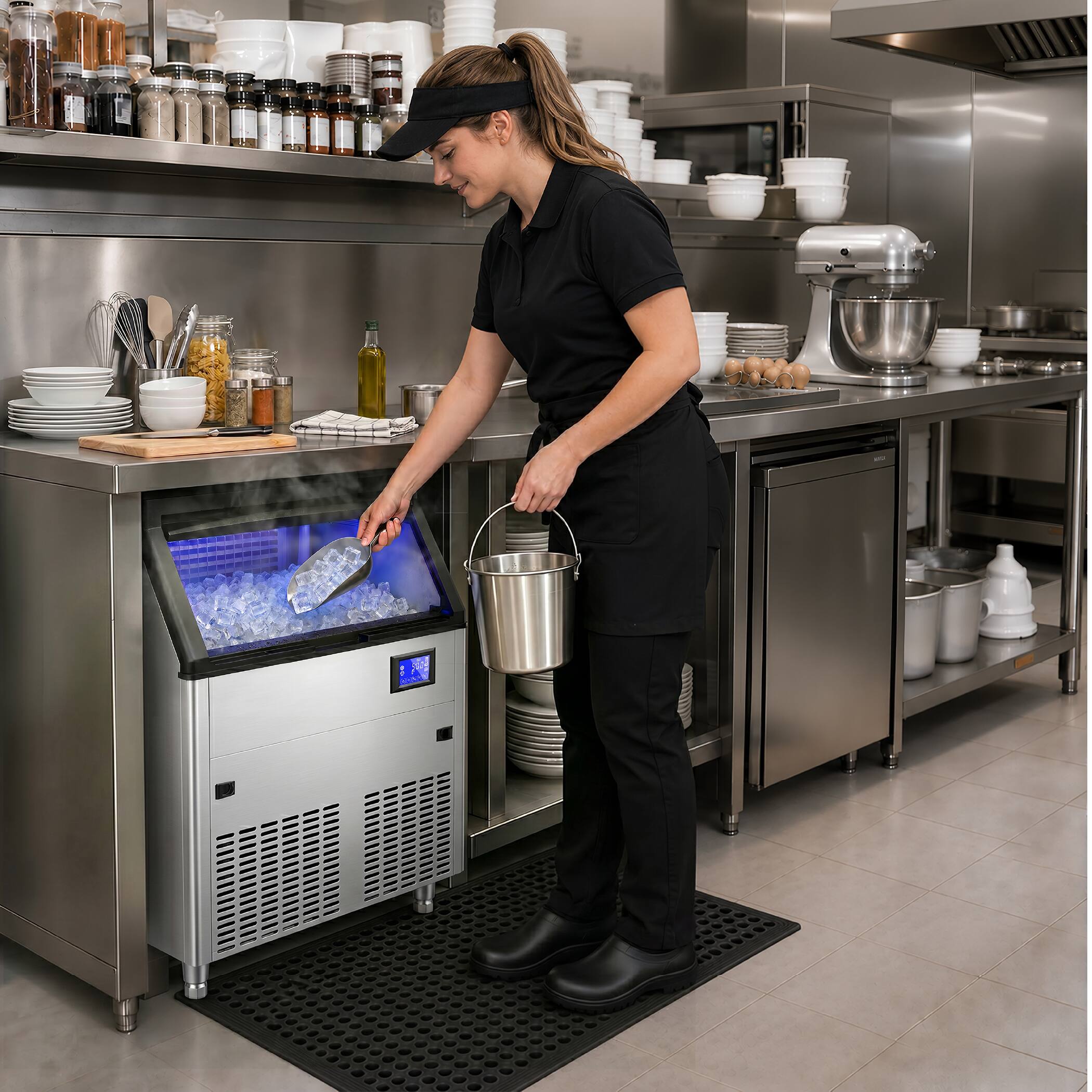 Alt View 3. Coolake - Coolake Commercial Under Counter Freestanding Ice Maker Machine 450lbs/24H with 135lbs Storage in Stainless Steel - Stainless Steel.