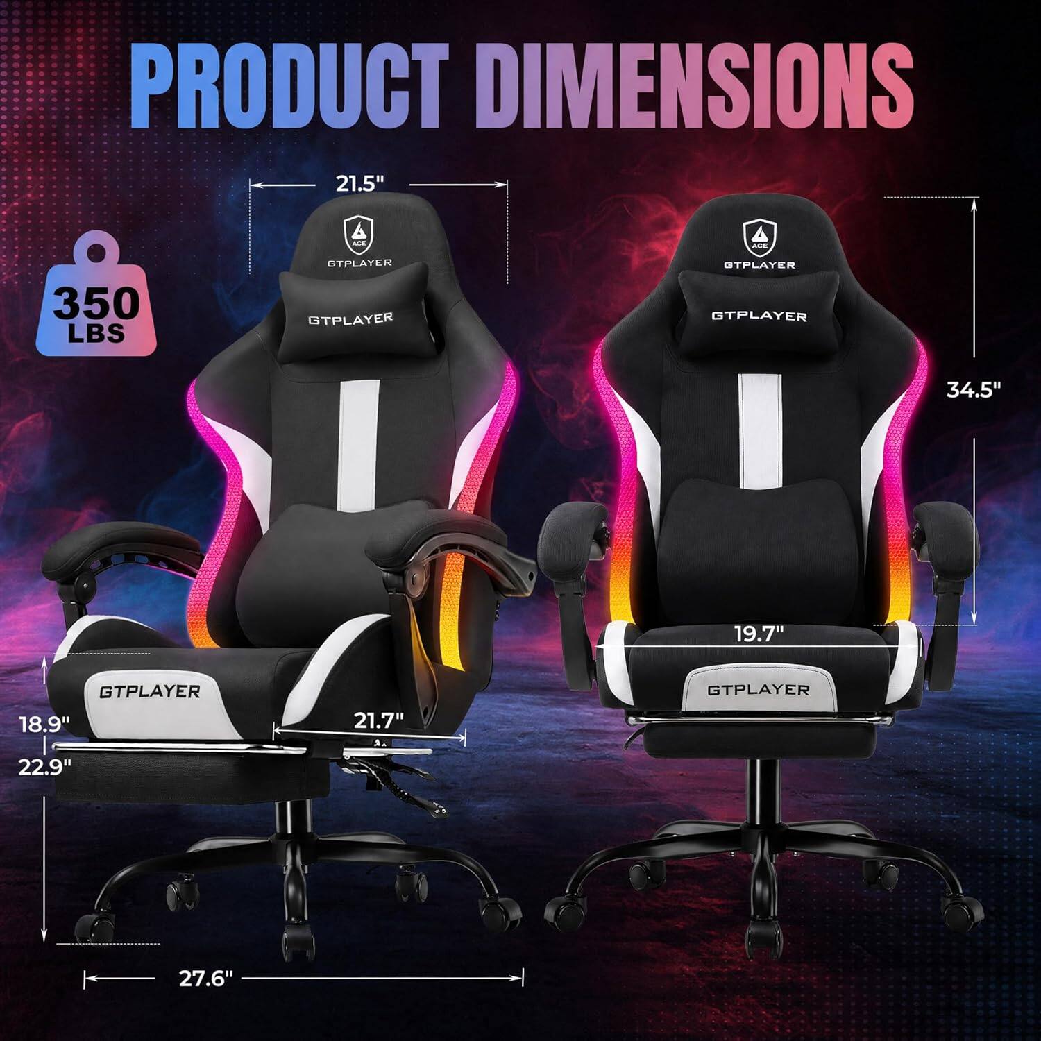 PRODUCT DIMENSIONS

- 21.5"
- 34.5"
- 19.7"
- 18.9"
- 22.9"
- 21.7"
- 27.6"

350 LBS