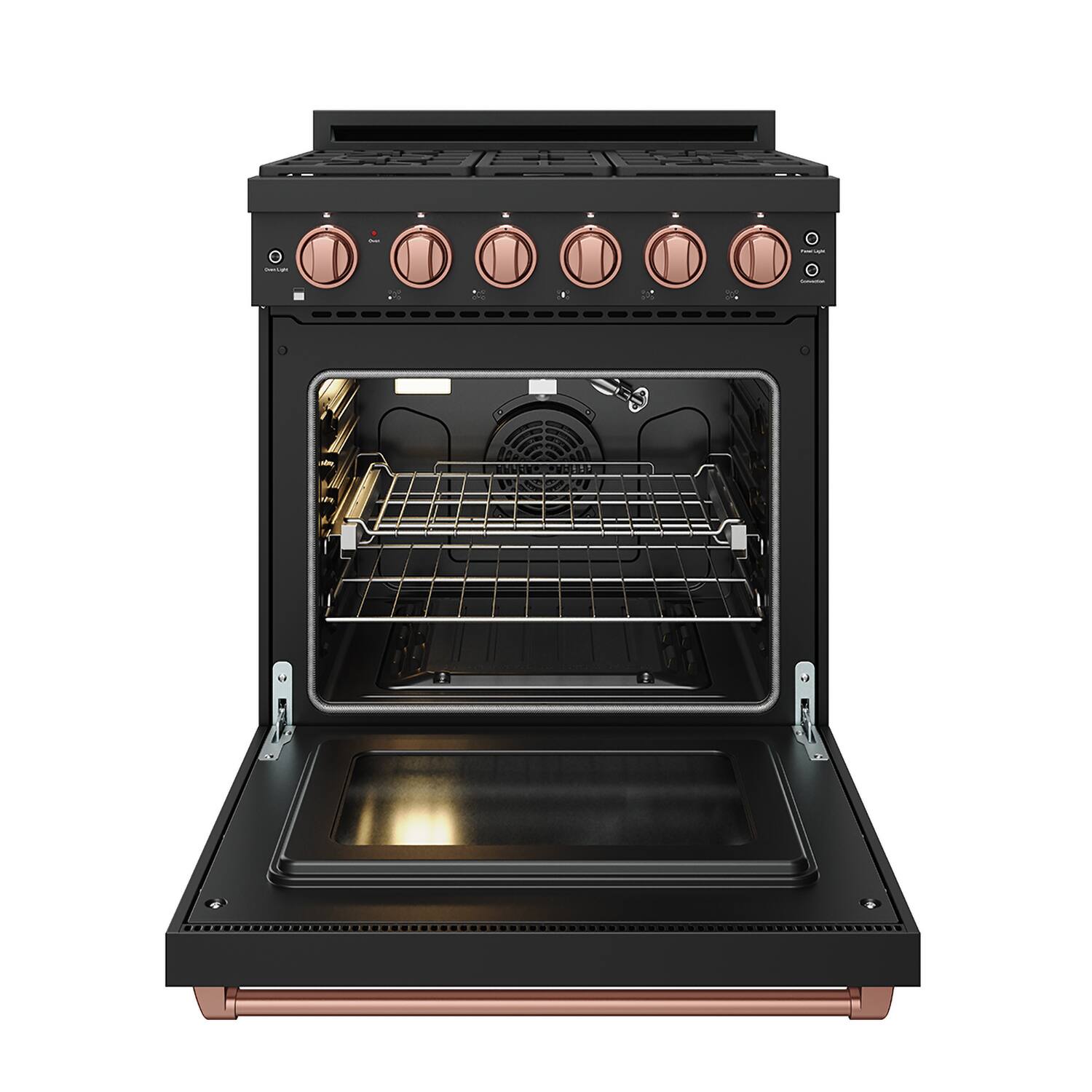Alt View 4. Thor Kitchen - Gordon Ramsay Series by Thor Kitchen 4.55 Cu. Ft Freestanding Liquid Propane Gas Range with Rose Gold Hardware - Black.