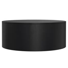 Simpli Home - Millbury SOLID MANGO WOOD 36 inch Wide Round Contemporary Drum Coffee Table, Fully Assembled - Black