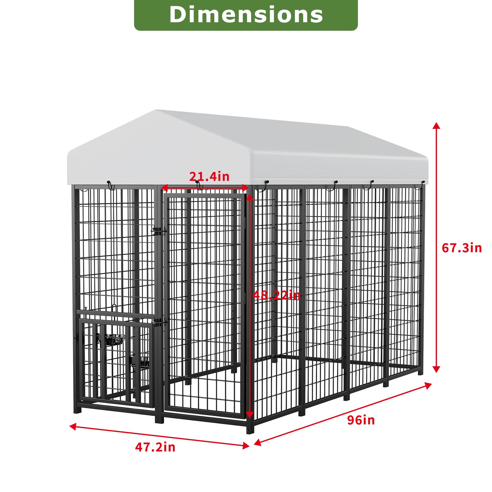 Left. LOVMOR - LOVMOR Heavy Duty Outdoor Dog Kennel: 8x4x5.6-ft Steel Pet Enclosure for Backyard with Anti-Rust Coating.