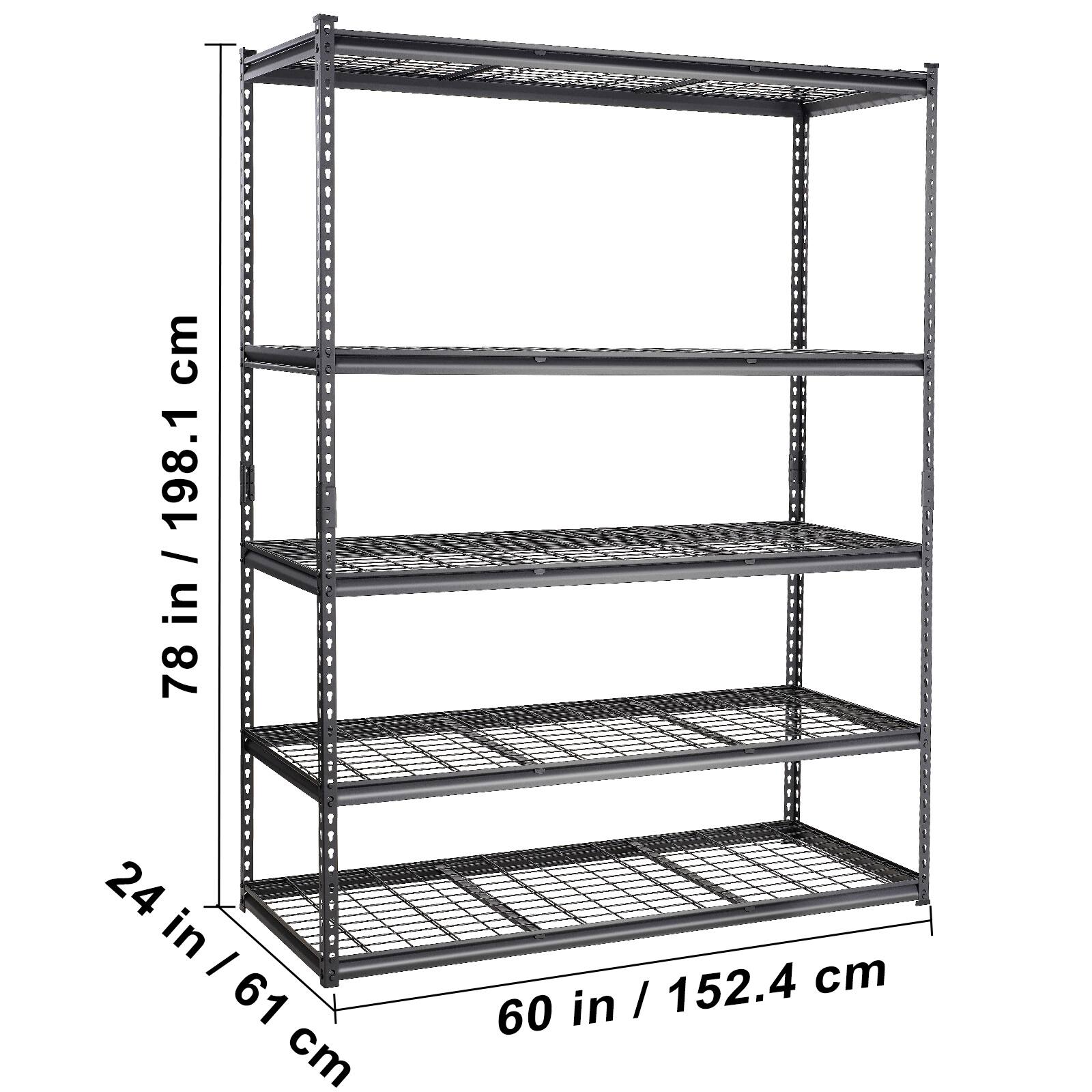 The corrected text is:

- Height: 198.1 cm / 78 in
- Width: 61 cm / 24 in
- Depth: 60 in / 152.4 cm