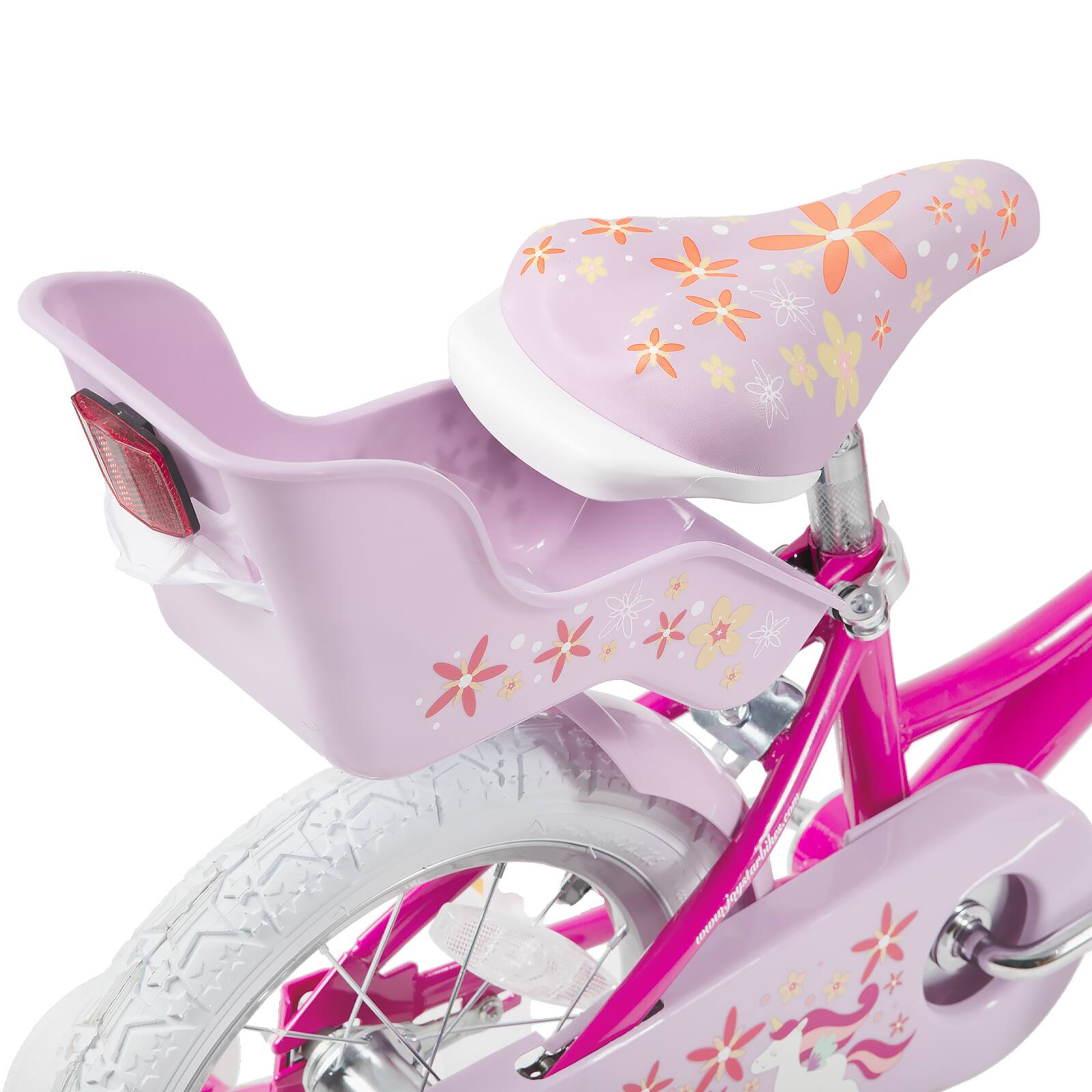 Alt View 7. JOYSTAR - JOYSTAR Unicorn 14 Inch Kids Bike for Girls Ages 3-5, Toddler Bicycles with Training Wheels & Basket, Doll Seat, Fuchsia - Fuchsia.