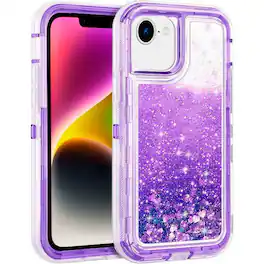 Entronix - Liquid Glitter Case for iPhone 16E - Ultimate Heavy Duty Protection - Purple