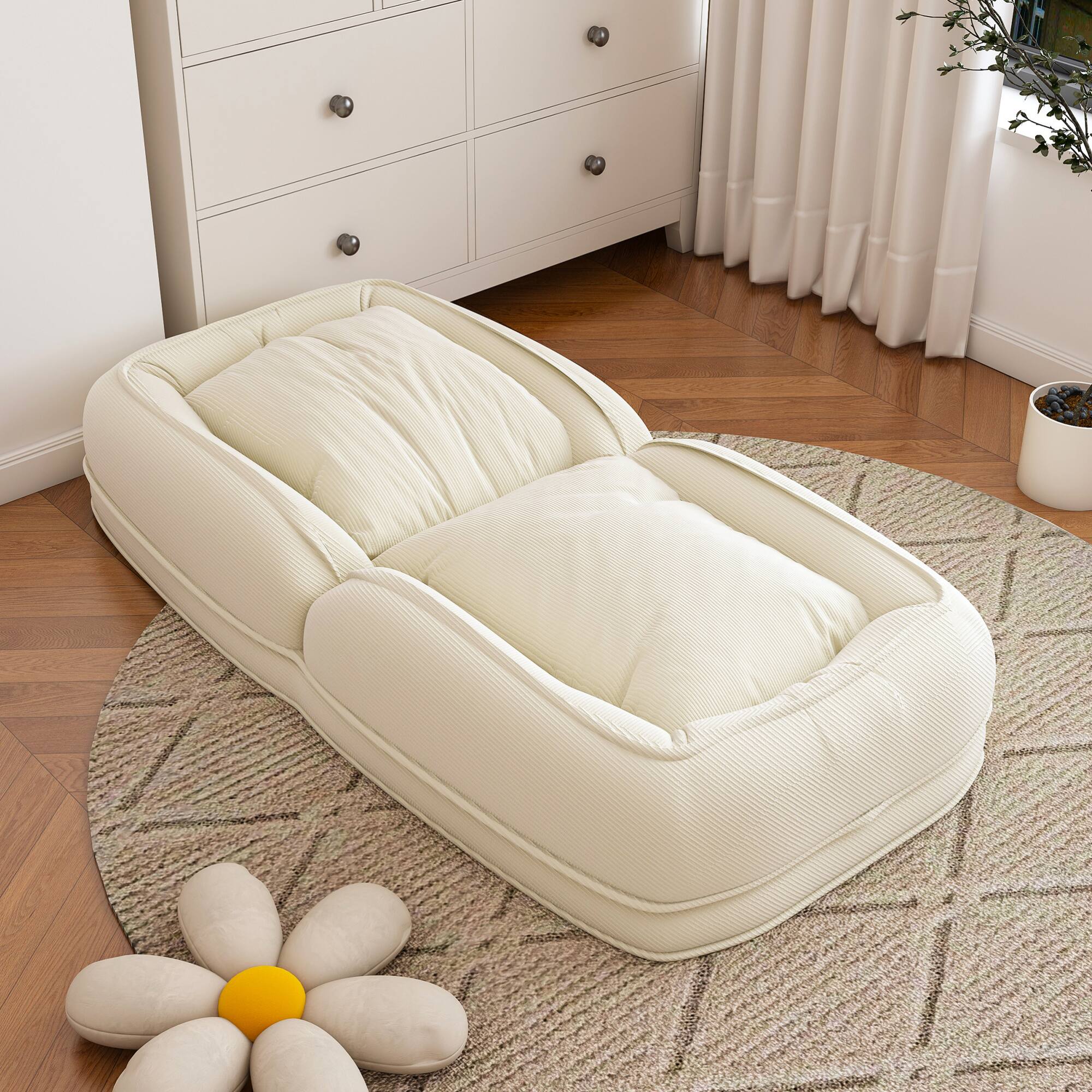Alt View 8. GOODSILO - Upholstered Foldable Adjustable Sofa Bed with Pillows for Adults and Pets - Off White.