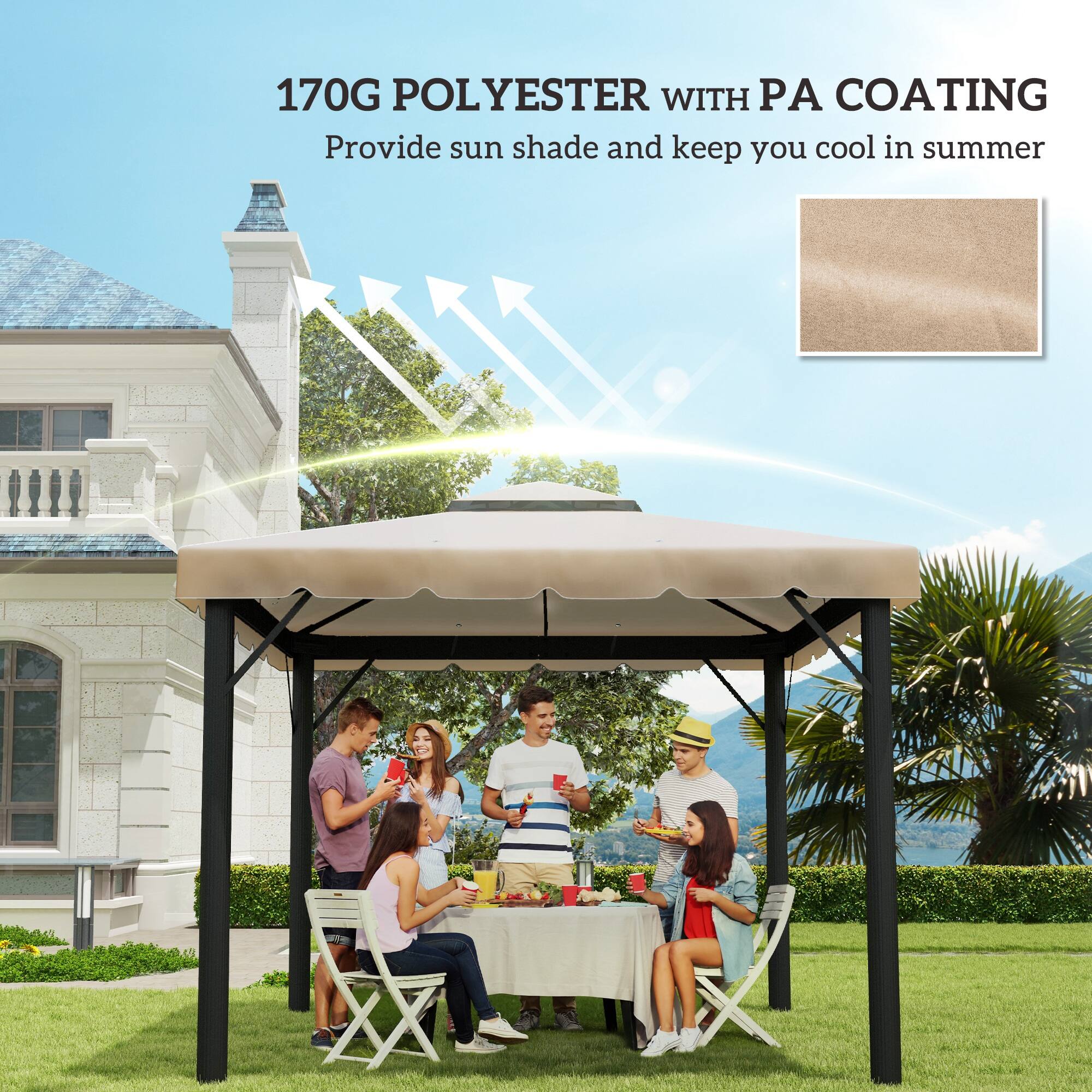 170G POLYESTER WITH PA COATING
Provide sun shade and keep you cool in summer