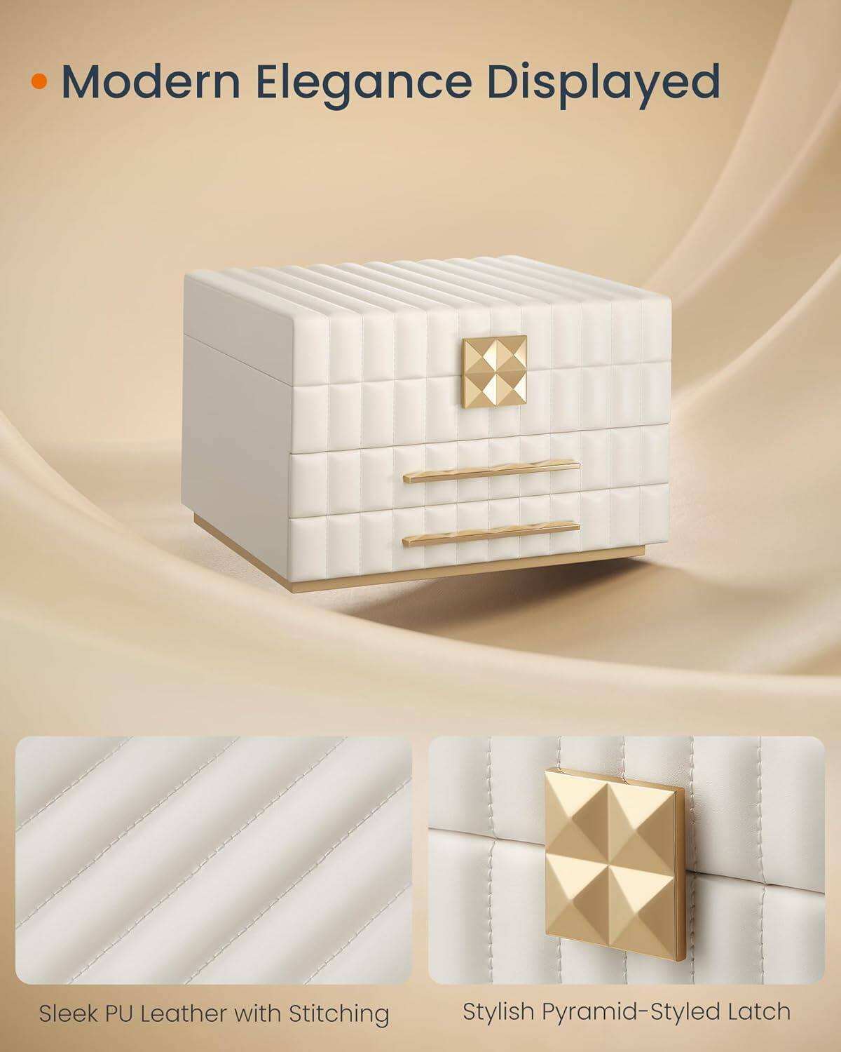 - Modern Elegance Displayed
- Sleek PU Leather with Stitching
- Stylish Pyramid-Styled Latch