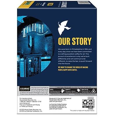 **OUR STORY**

We were born in Philadelphia in 1994 and every day since we have been committed to crafting excellent coffee for all. This pursuit of excellence is why we're built differently and will continue to be different, to raise the bar, to push forward into the future. WE WANT TO CHANGE THE WORLD BY MAKING PEOPLE HAPPY WITH COFFEE.

**KEURIG**

This product is officially designed for use with the Keurig® system. Feel free to use the perfect beverage every time.

**K-CUP® PODS**

For Keurig® K-Cup® Pod brewers. For Keurig® K-Cup® Pod brewers.

**RECYCLING**

Please recycle the empty K-Cup® pod. The cup is made with recycled materials.

**La Colombe Coffee**

La Colombe Coffee Roasters, Inc.
1000 N. 2nd St.
Philadelphia, PA 19122
www.lacolombe.com
© 2023 La Colombe Coffee Roasters, Inc.
Used under license.

**La Colombe Coffee Roasters, Inc.**
1000 N. 2nd St.
Philadelphia, PA 1