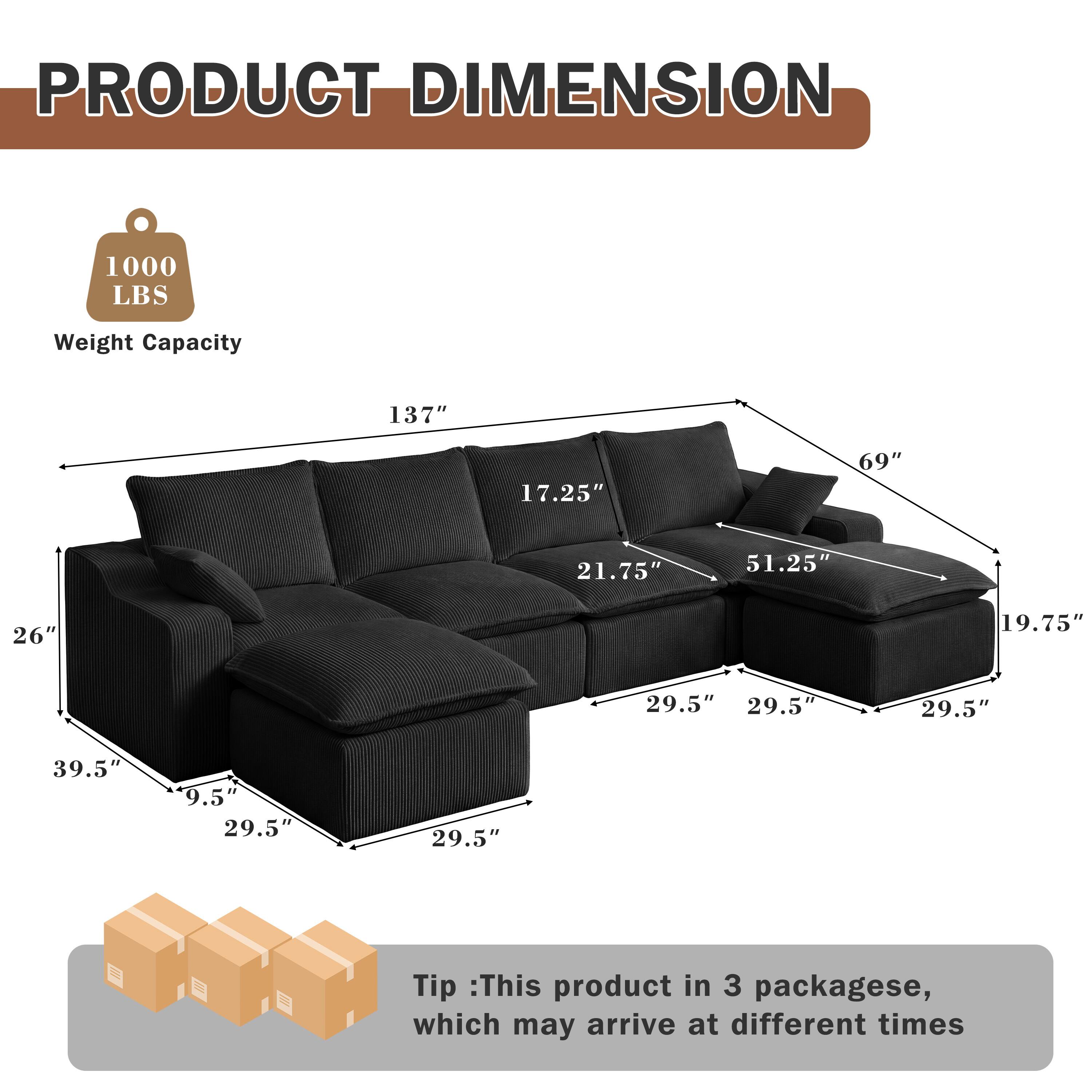 PRODUCT DIMENSION

1000 LBS
Weight Capacity

137"
17.25"
69"
21.75"
51.25"
26"
19.75"
29.5"
29.5"
29.5"
39.5"
9.5" 29.5"
29.5"

Tip: This product in 3 packages, which may arrive at different times