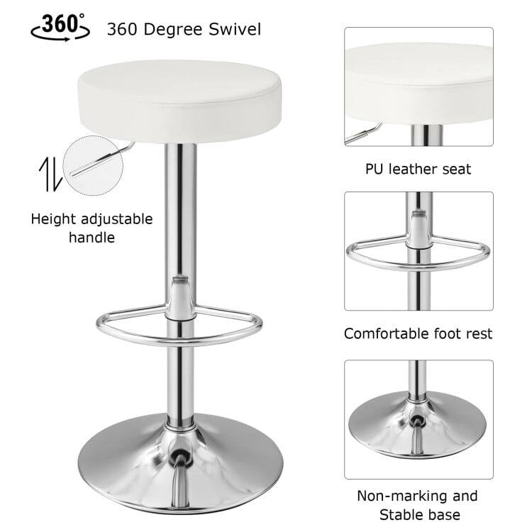 360 Degree Swivel  
Height adjustable handle  
PU leather seat  
Comfortable foot rest  
Non-marking and Stable base
