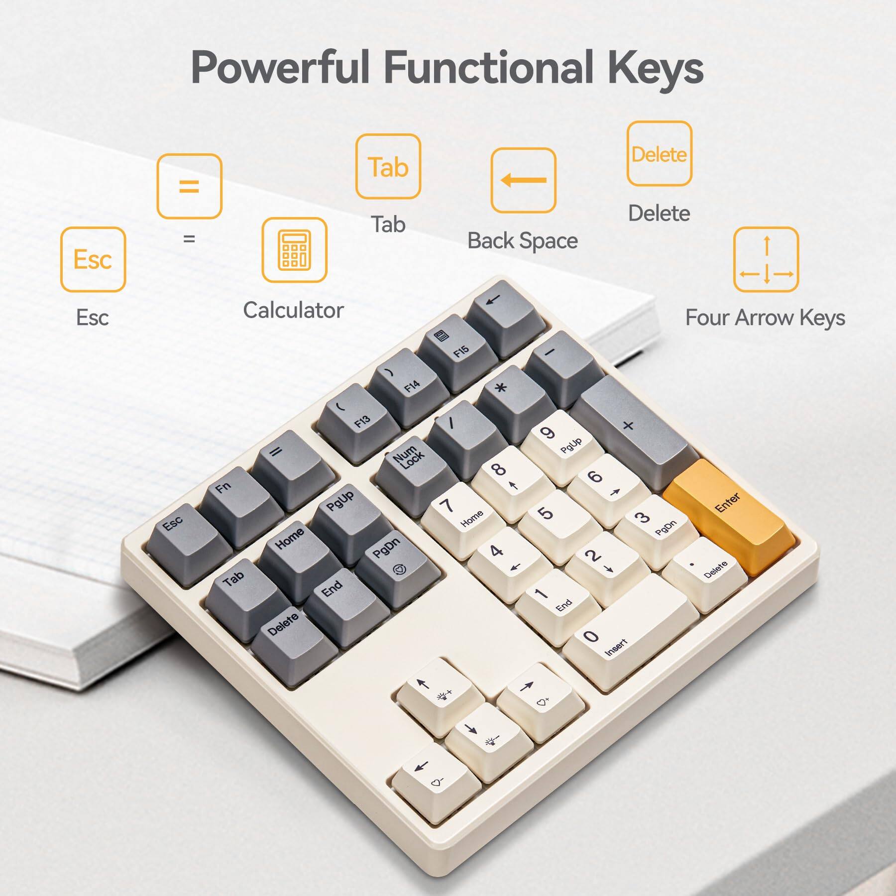 Powerful Functional Keys

- Esc
- =
- Calculator
- Tab
- Back Space
- Delete
- Four Arrow Keys

Esc = = Tab Tab Back Space Delete Delete Esc Esc 1 Calculator F15 ) F14 * F13 / Num Lock 8 Fn t PgUp 7 Home Home PgDn 4 1 Tab End Delete Four Arrow Keys - 9 + PgUp 6 f 5 Enter 3 PgDn 2 1 End 0 Insert