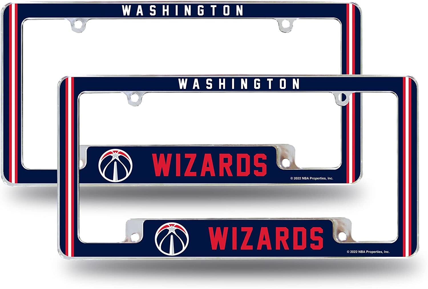 Washington NBA Wizards (Set of 2) Chrome Metal License Plate Frames with Bold Full Frame Design