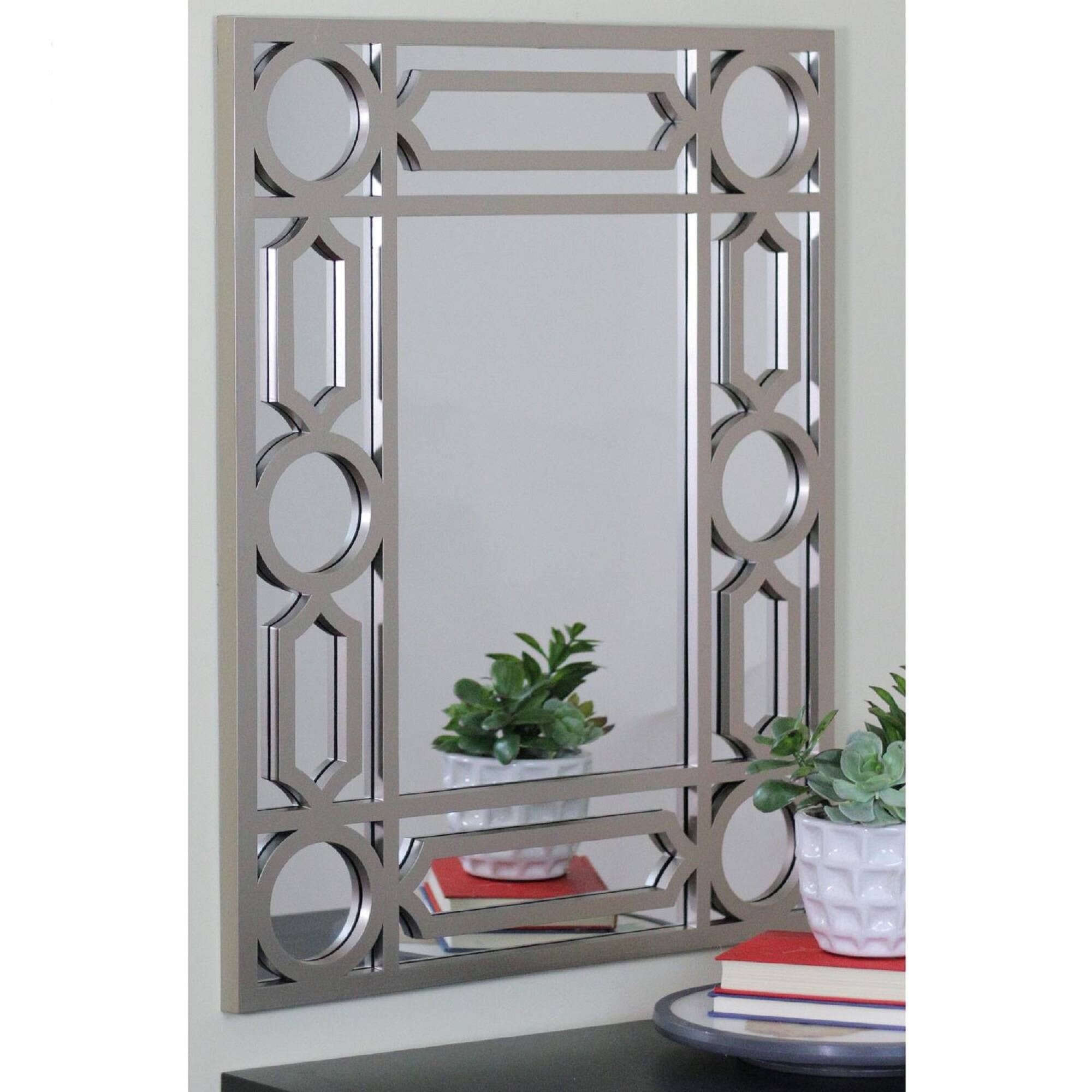 Alt View 4. Northlight - 29.5" Gray Framed Geometric Design Rectangular Wall Mirror - Gray.