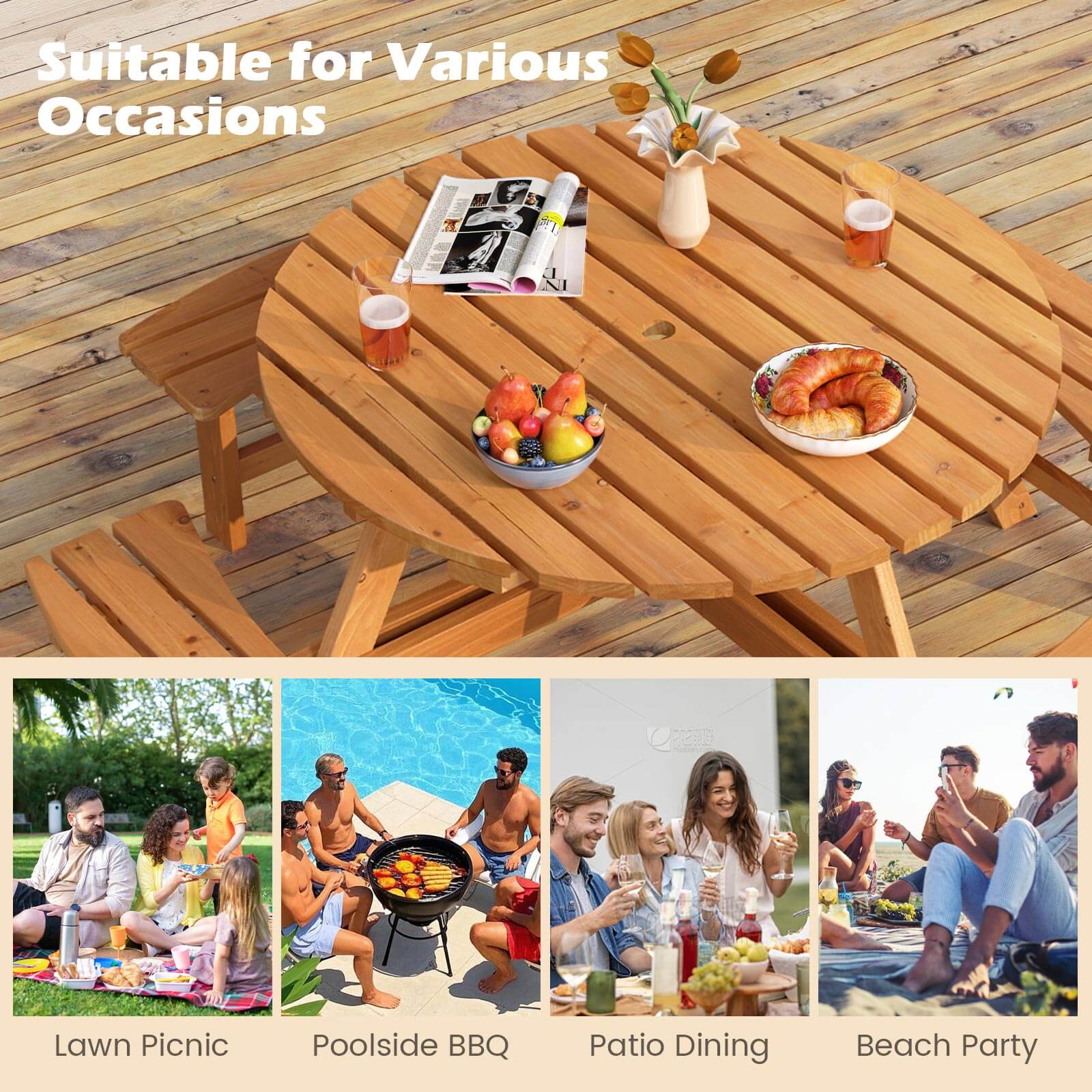 Suitable for Various Occasions: Lawn Picnic, Poolside BBQ, Patio Dining, Beach Party