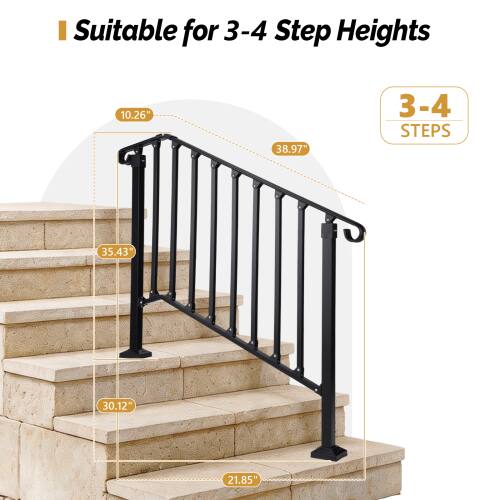 Winado 1PC Handrails Steps Stair Fits 3 4 Steps Hand Rail, Adjustable ...
